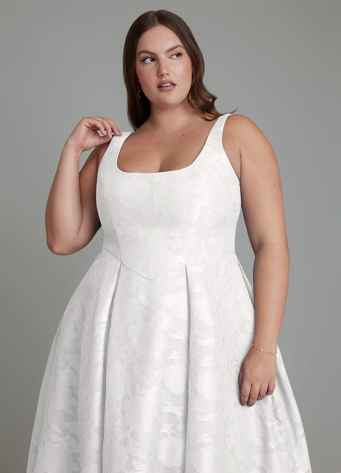 Azazie Amalie Bridesmaid Dresses White A-Line Pleated Floral Burnout Dress image12