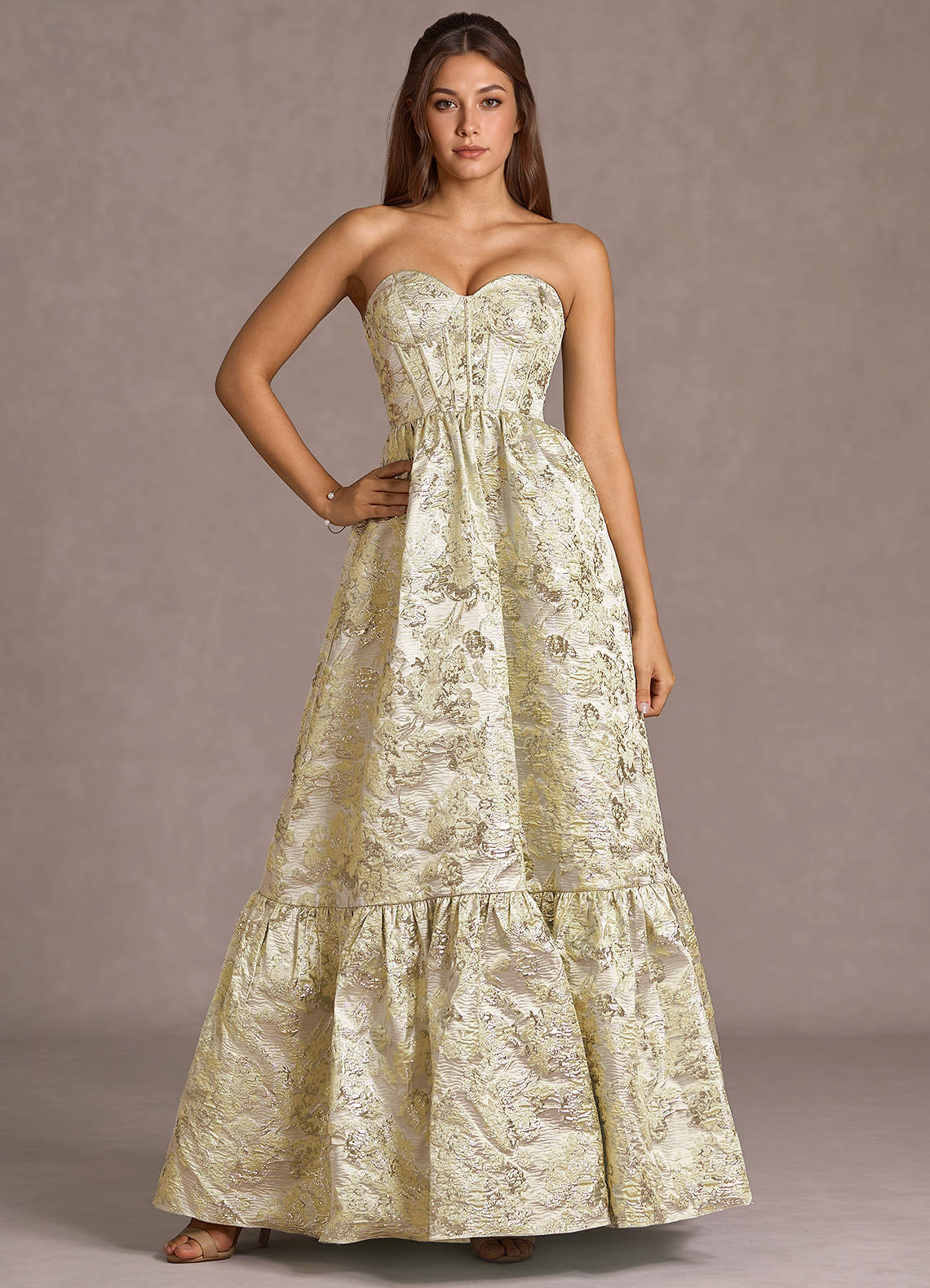 Vestido Dorado Largo Ylina image1