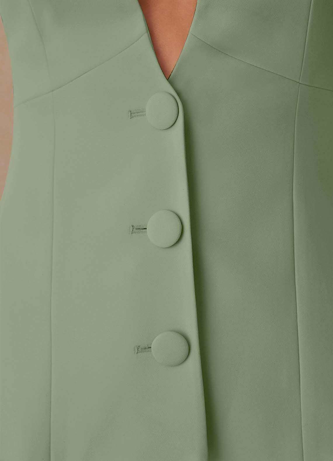 front Elara Dusty Sage Extreme-Plunge Refined Weave 2-Piece Suit