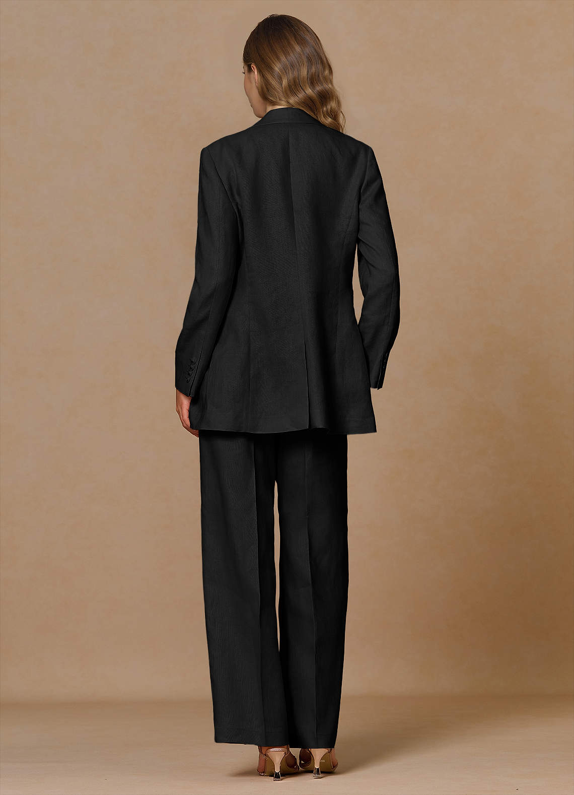 front Belicia Negro Traje de tres piezas 100% lino