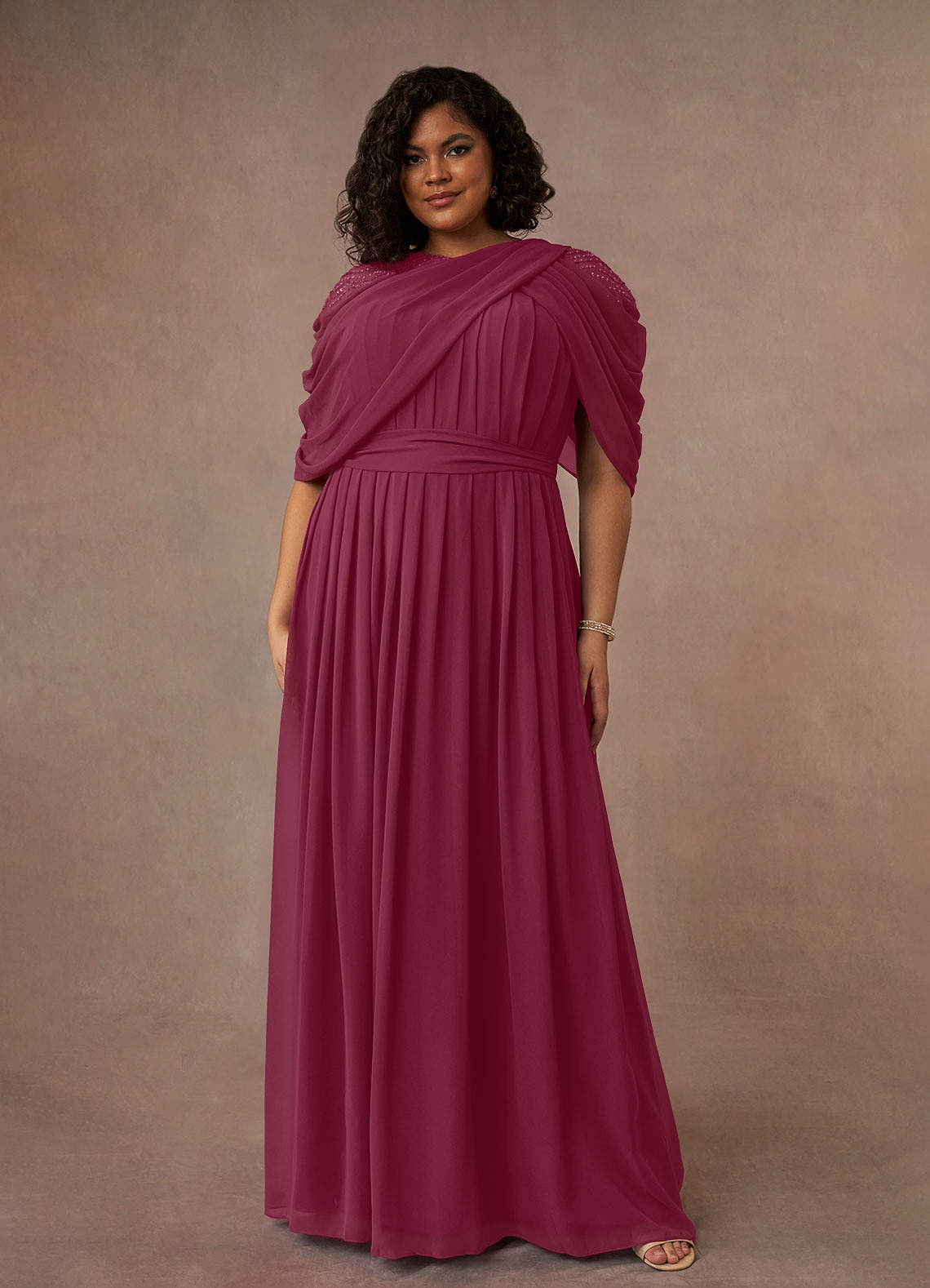 Azazie Olena Abiti per la Madre della Sposa Abito A-Line in Chiffon Lustrini Gelso image1