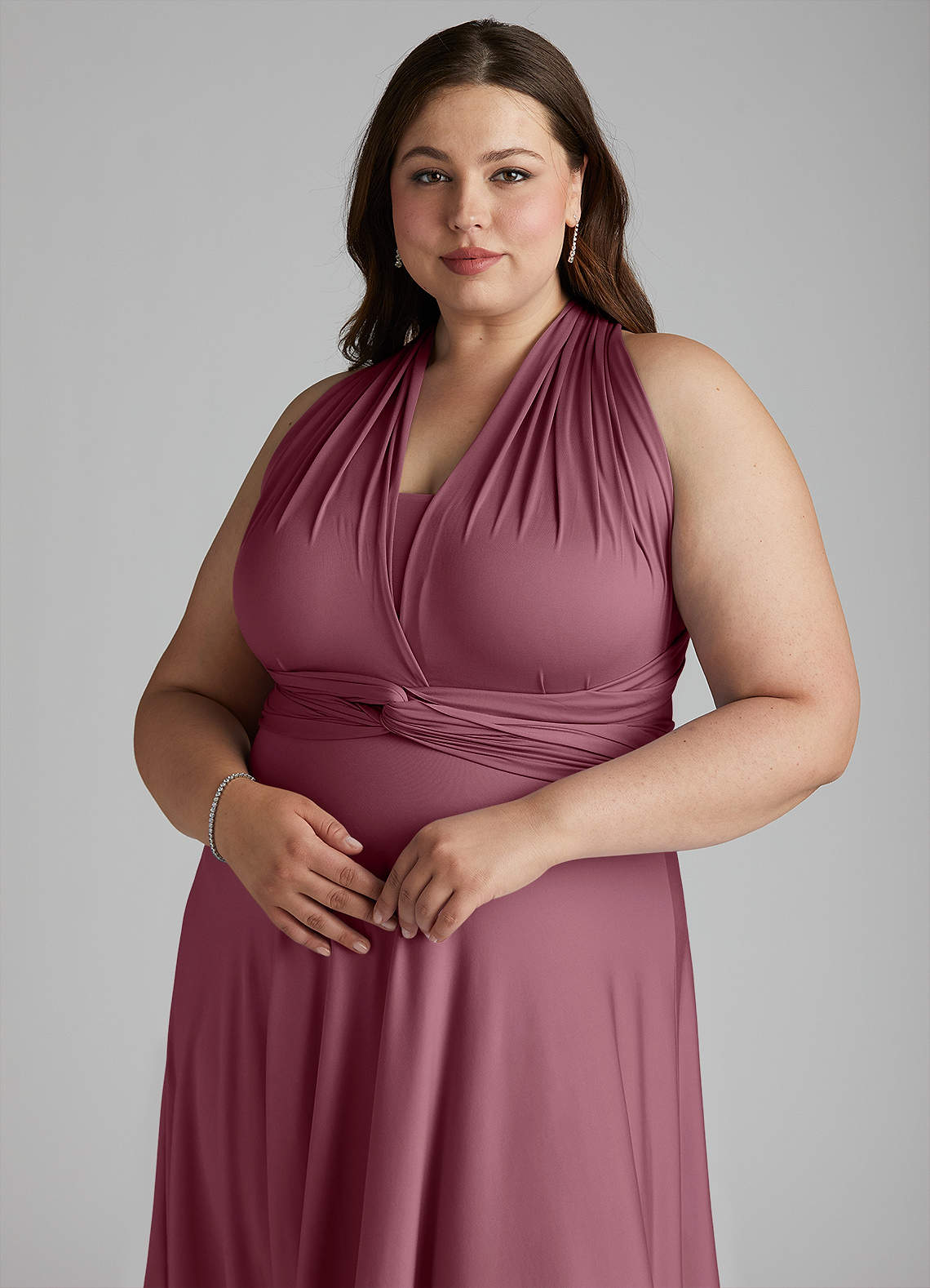 Berry Azazie Infinity Jersey Knee Length Wrap A-Line Dress Bridesmaid ...