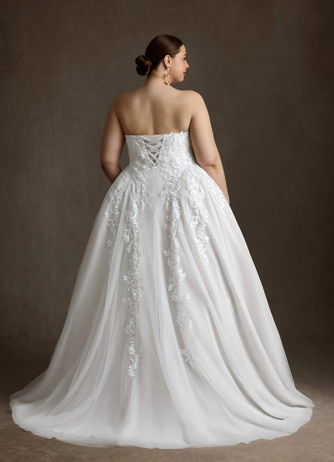 Azazie Sonnet Wedding Dresses Diamond White Ball-Gown Strapless Lace Dress image9