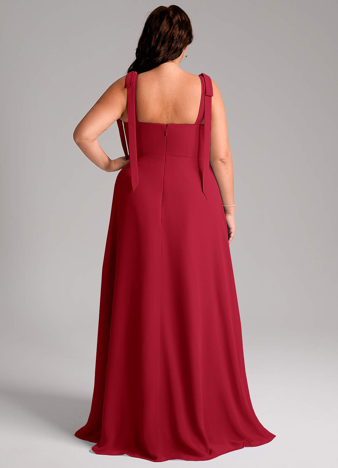 Azazie Debra Bridesmaid Dresses Scarlet A-Line with Pockets Chiffon Convertible Dress image11