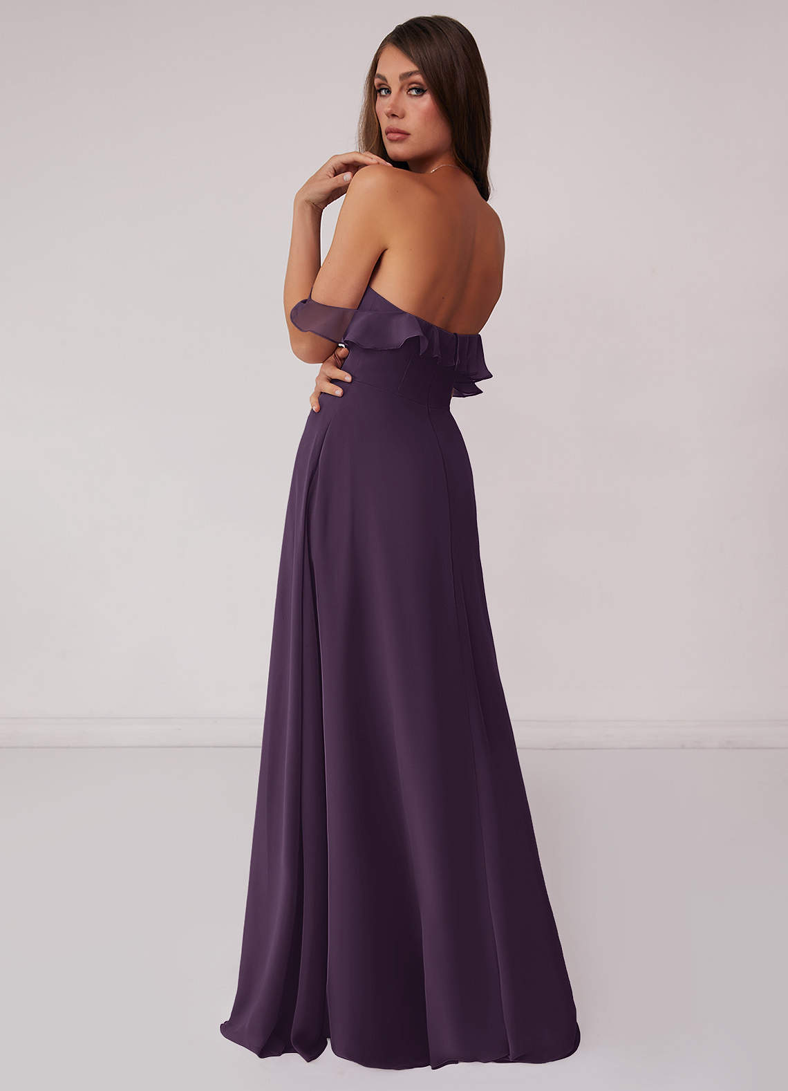Barbie  AZAZIE 1009 Ready to Ship Plum Chiffon Bridesmaid Dresses | Azazie