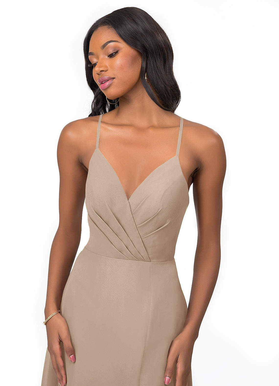 Azazie Everleigh Ready to Ship Taupe Chiffon Bridesmaid Dresses