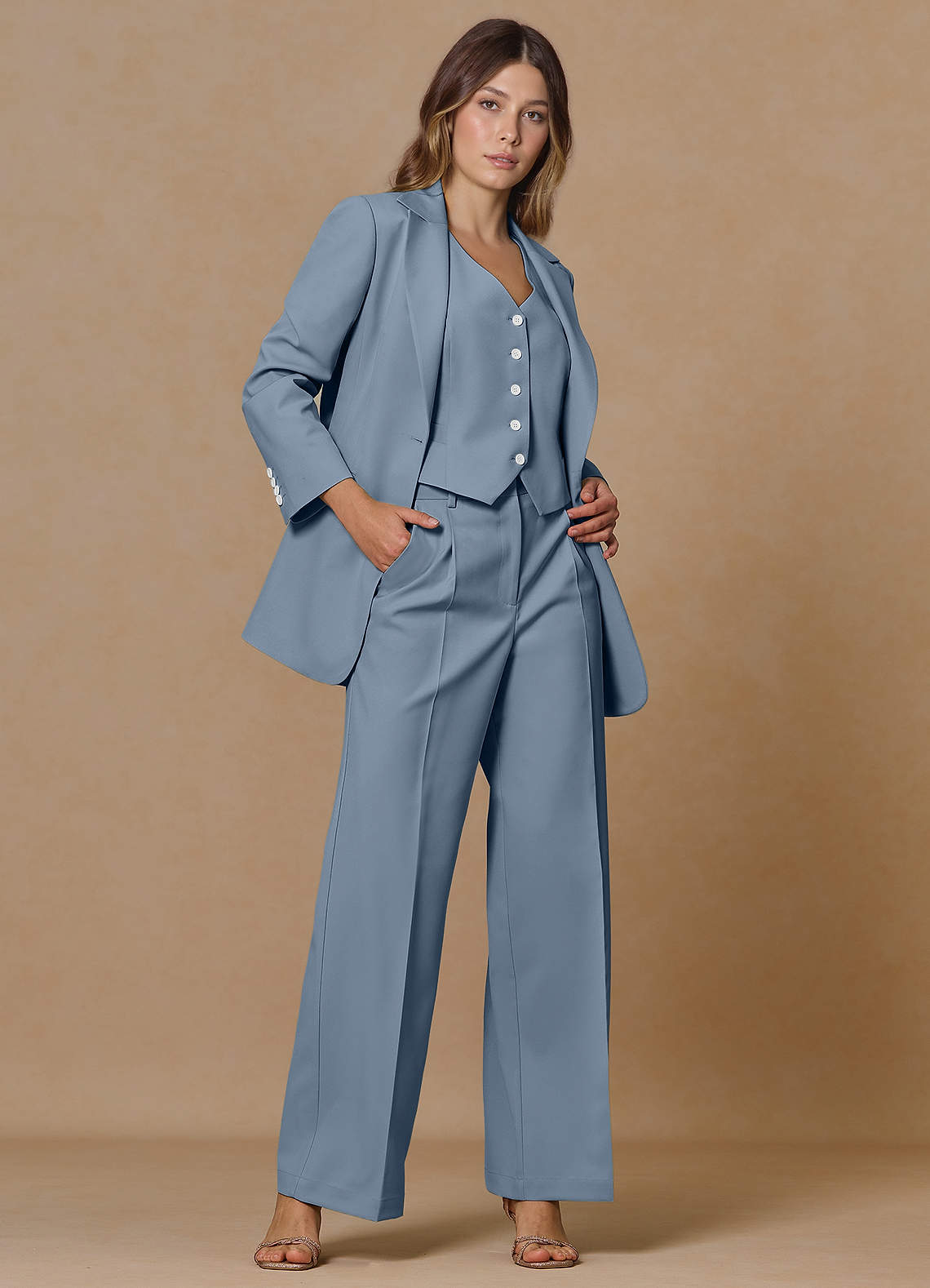 Rowan Dusty Blue Refined Weave Performance pants | Azazie