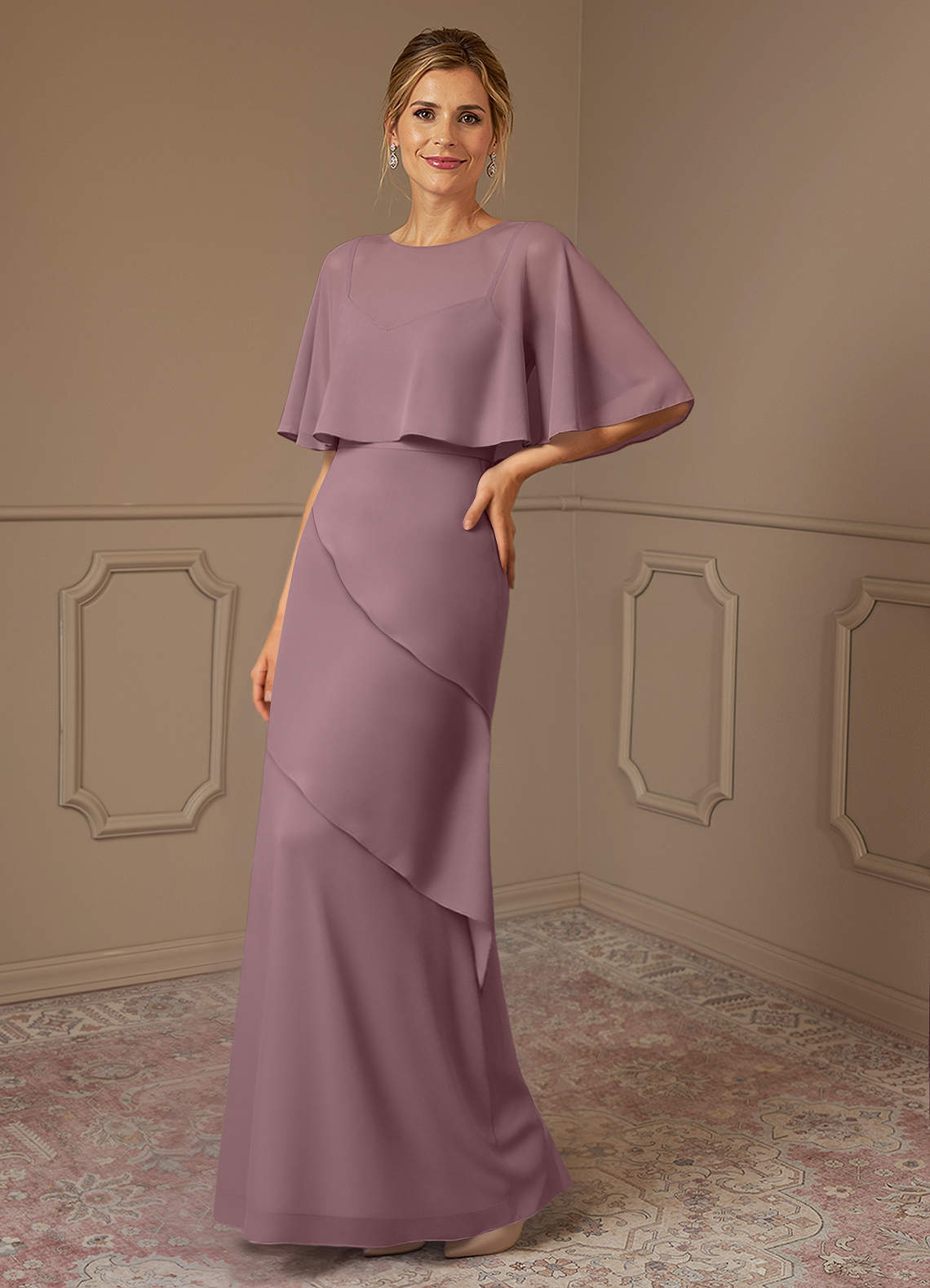 Azazie Bowie Abiti per la Madre della Sposa Abito A-Line in Chiffon Rosa Polverosa image1