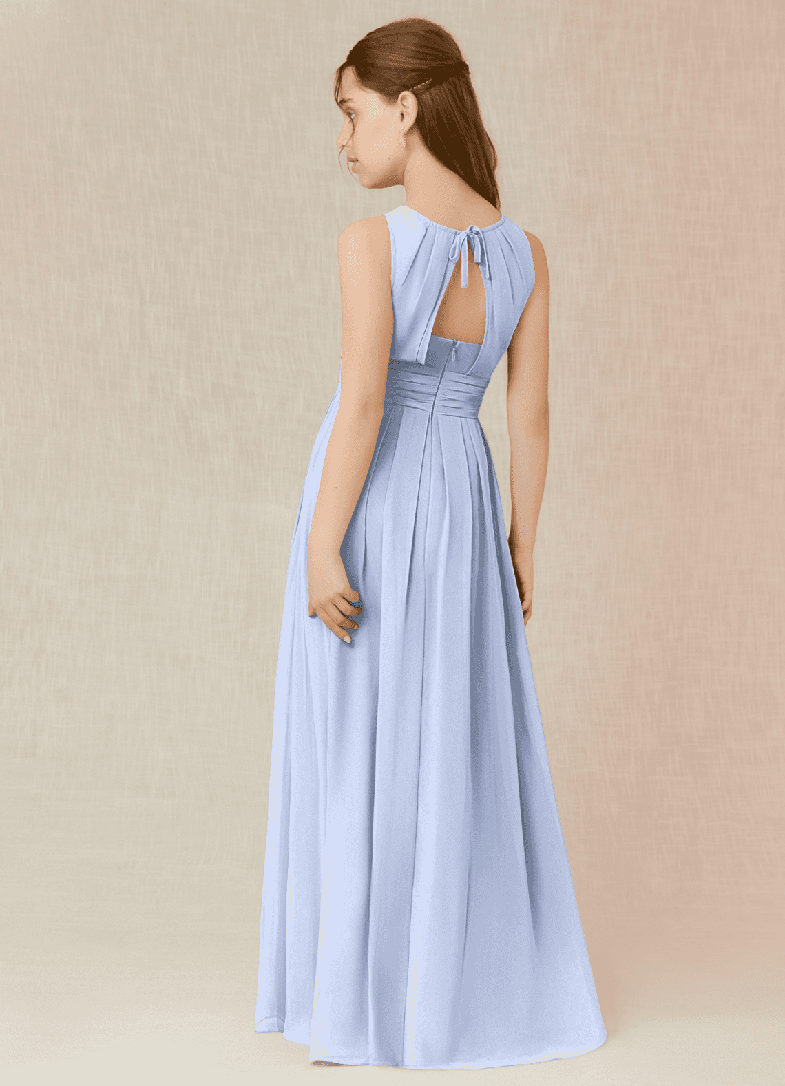 Azazie Bibiane Junior Agave A-Line Pleated Chiffon Dress image4