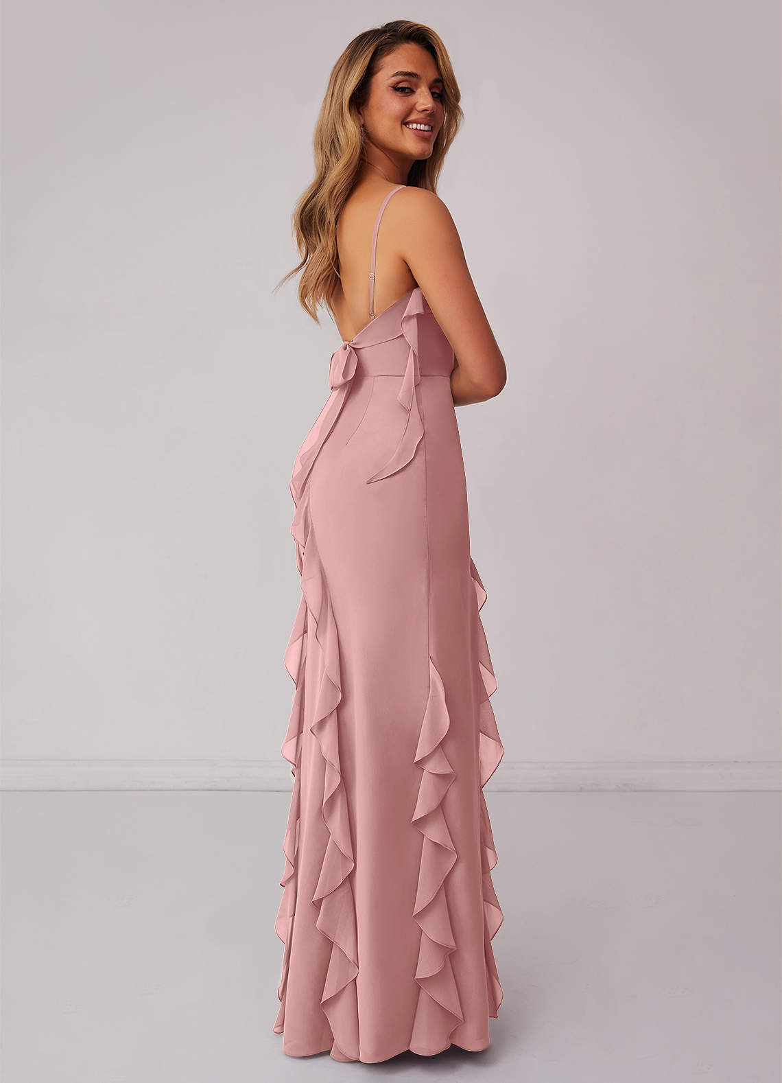 Barbie ♥ Azazie Vente Finale Robe Fourreau en Mousseline de soie Arc Agave image1