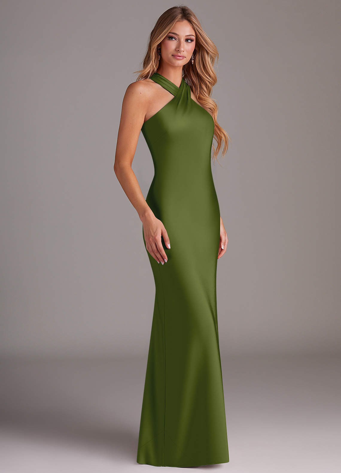 Azazie Doretta Bridesmaid Dresses Juniper Mermaid Pleated Stretch Satin Dress image2