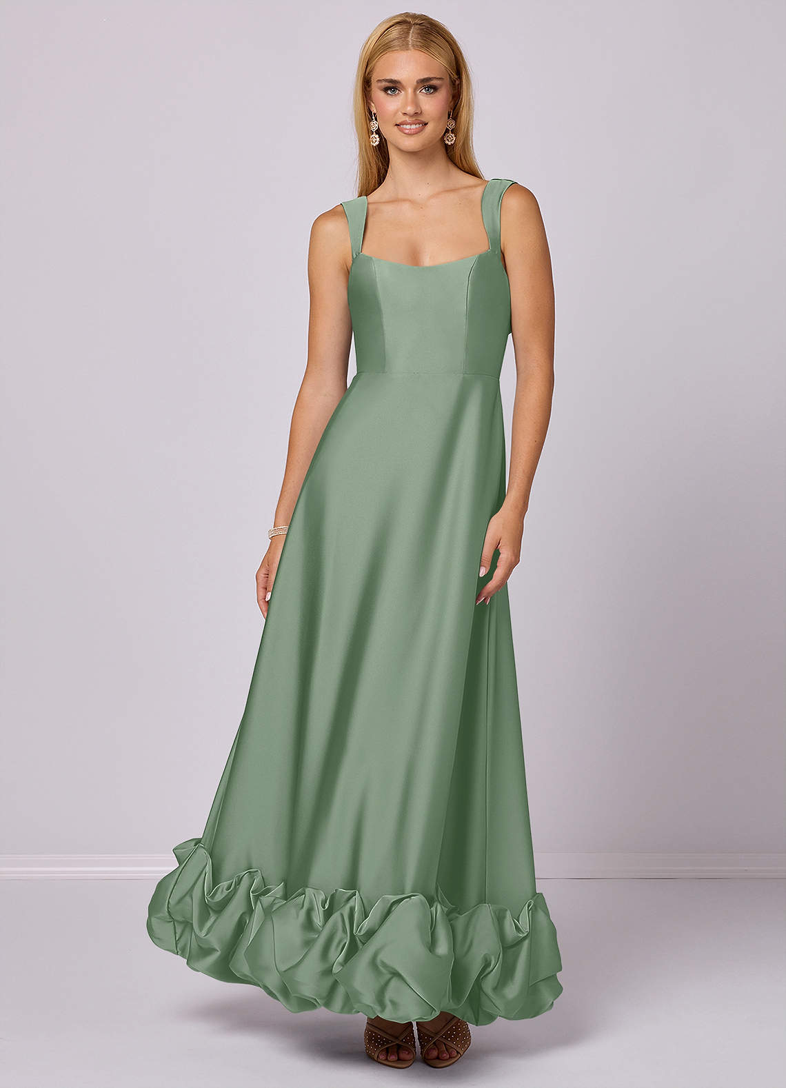 Barbie ♥ Azazie Slutrea Klänning av A-Line i Stretch Satin med fickor Bermuda image1