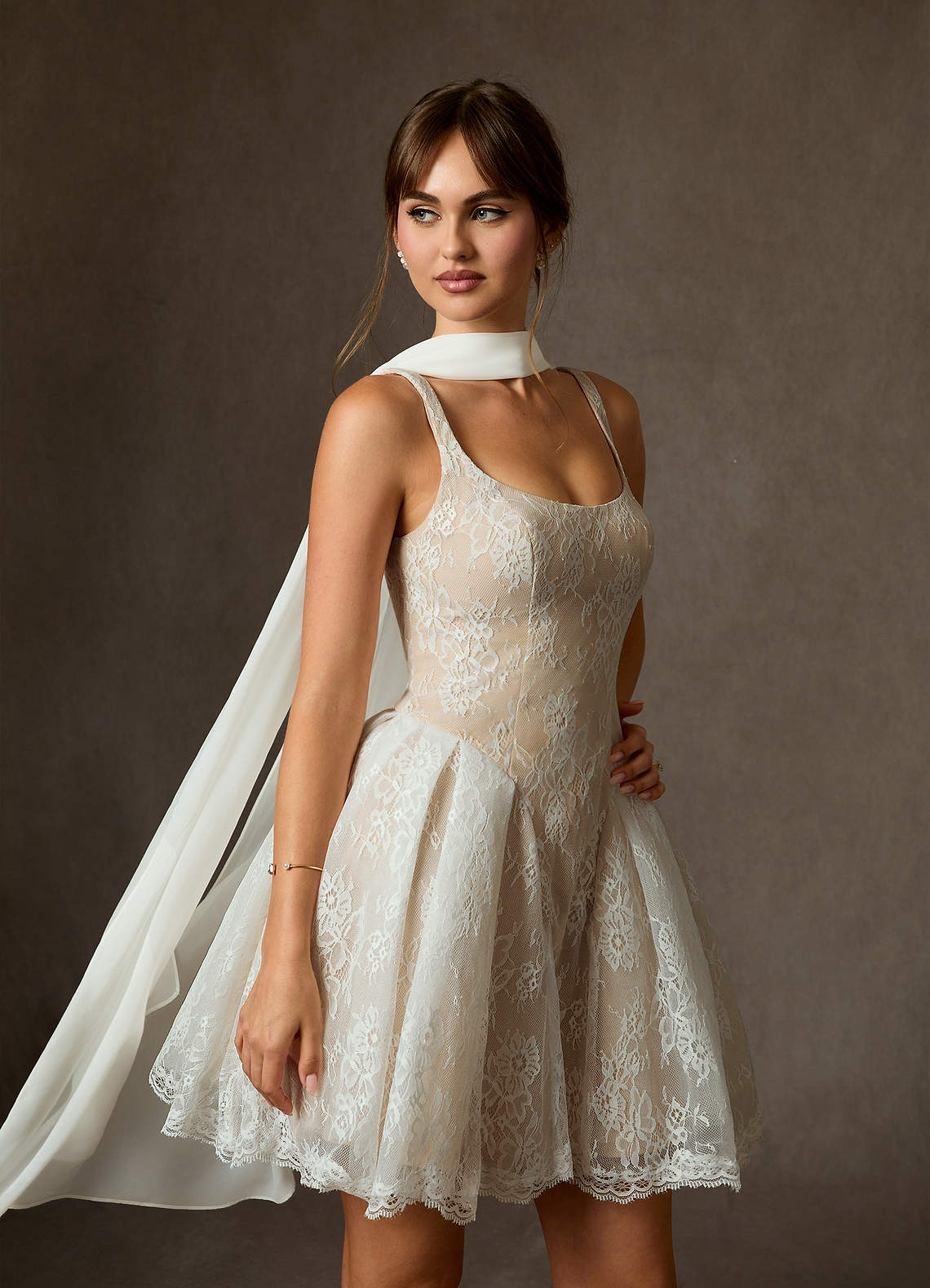 Azazie Dawn Diamond White Nude A-Line Lace Dress | Azazie Azazie Dawn Diamond White Nude A-Line Lace Dress | Azazie