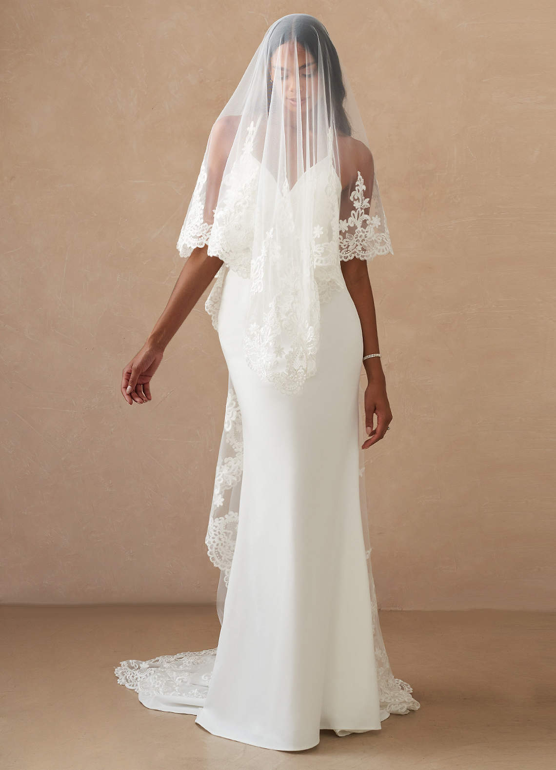 front Princess Lace Cathedral Veil With Blusher