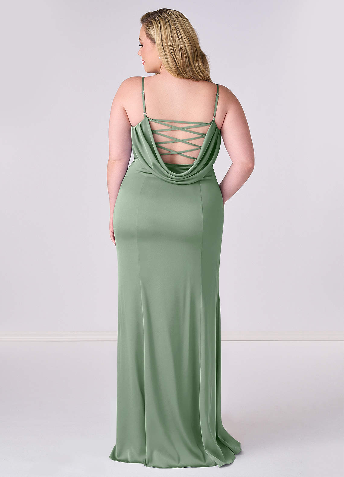 Barbie ♥ Azazie Bridesmaid Dresses Matcha Mermaid Corset Stretch Satin Dress image6