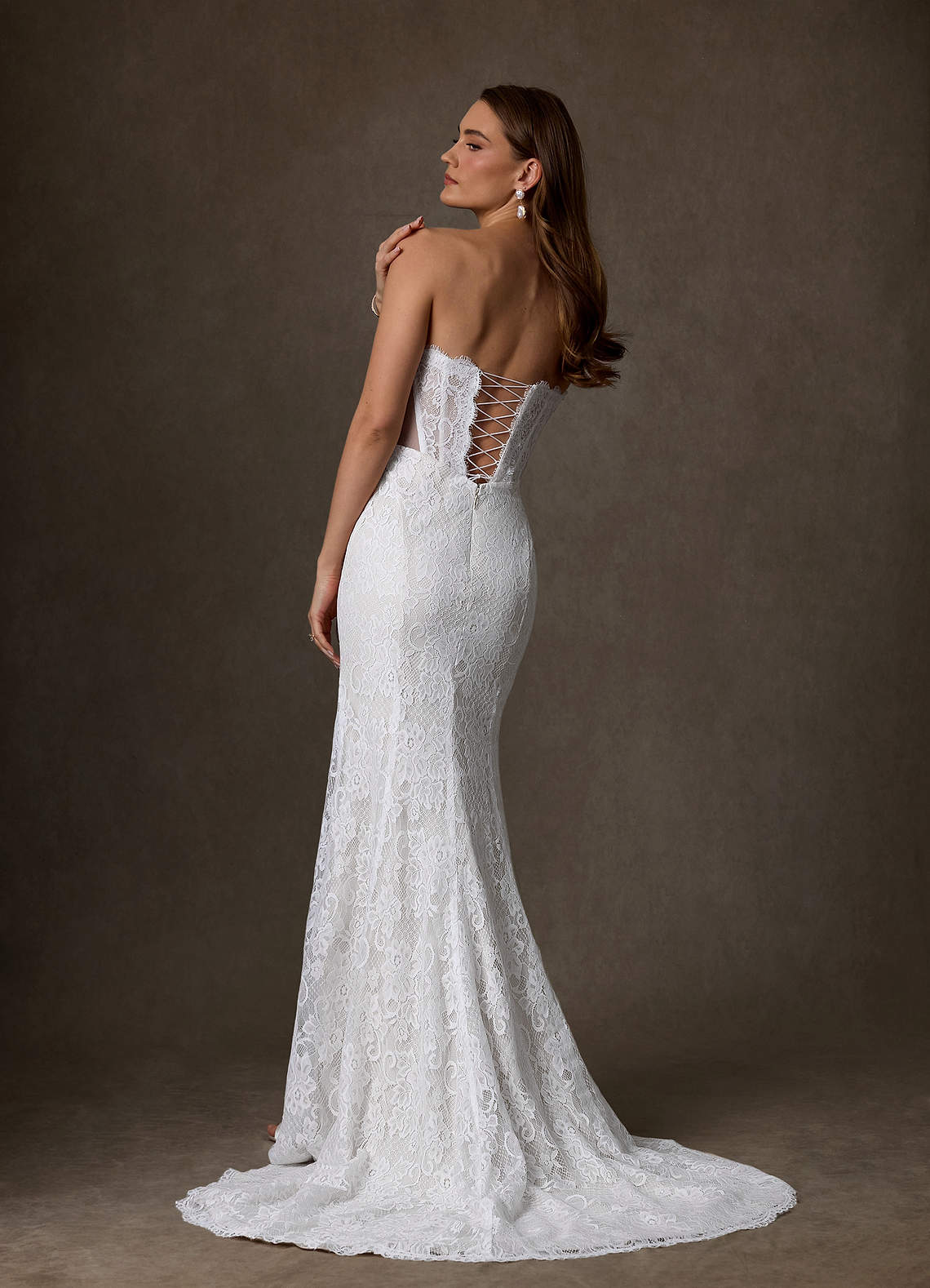 Azazie Issa Vestidos de noiva Vestido Diamante Branco de Renda de Bainha com Sem alças image7