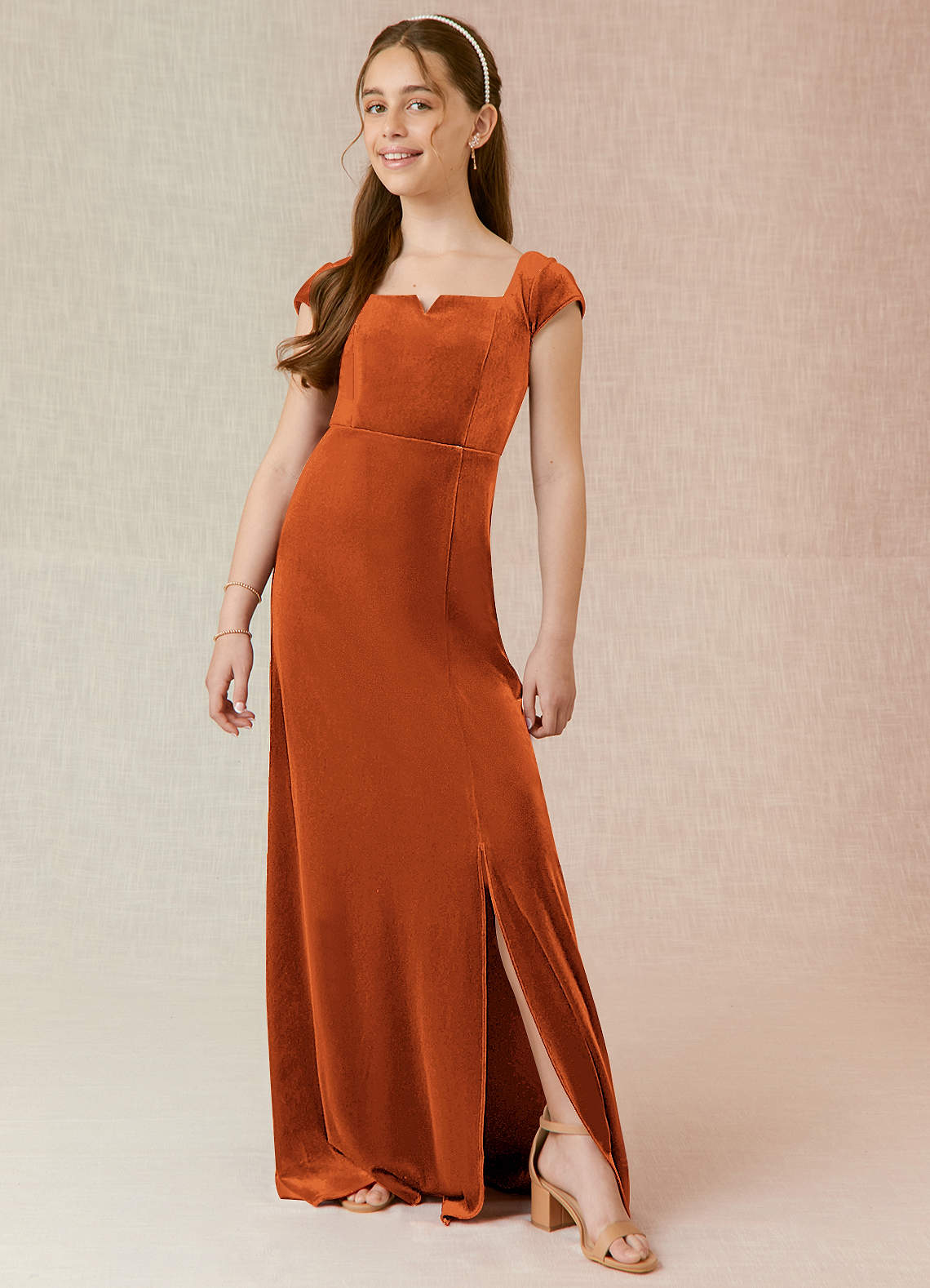 Azazie Gabi Junior Ready to Ship Bridesmaid Dress in Terracotta