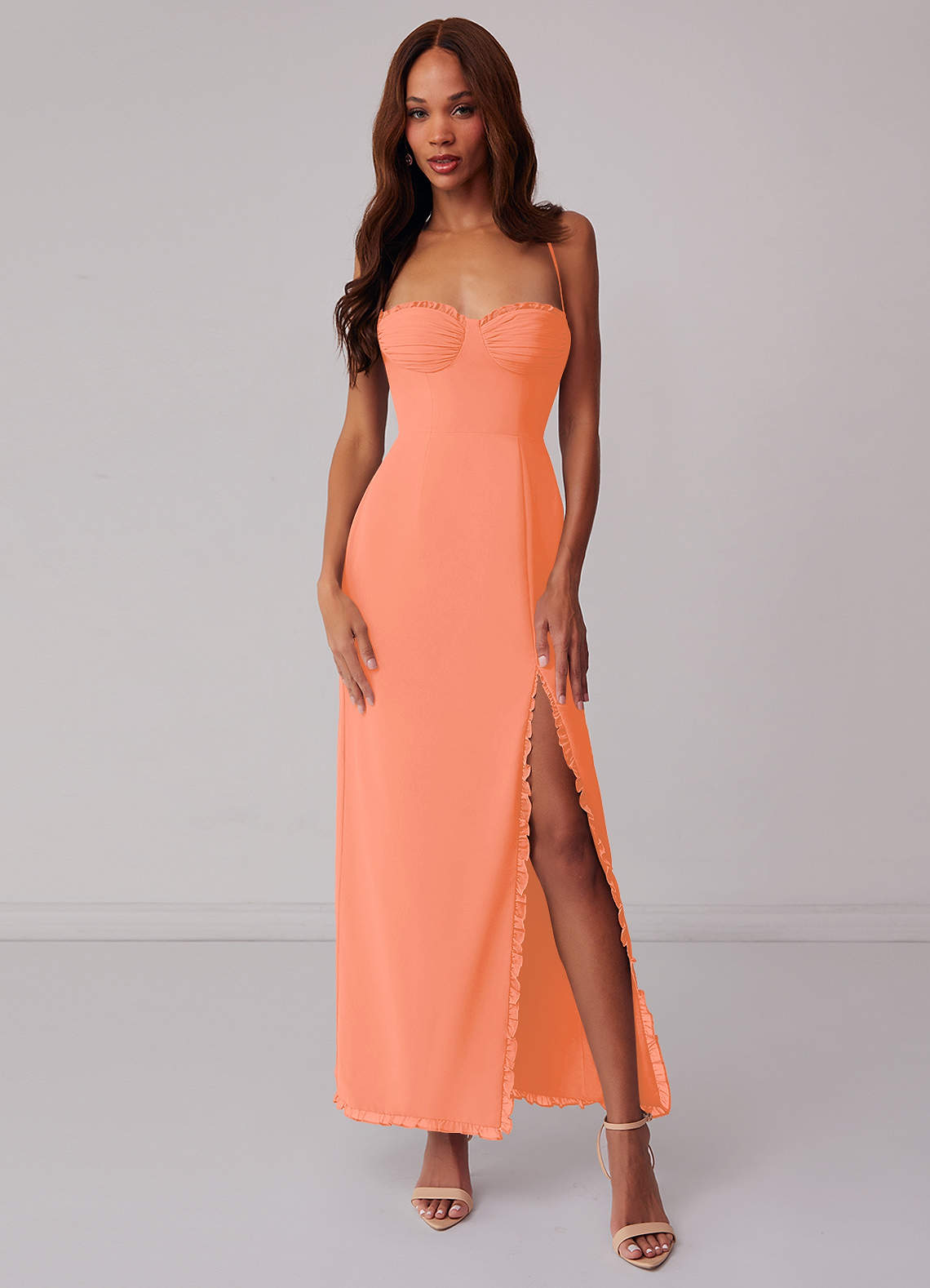 Barbie ♥ Azazie Bridesmaid Dresses Sunset Sheath Corset Chiffon Dress image1