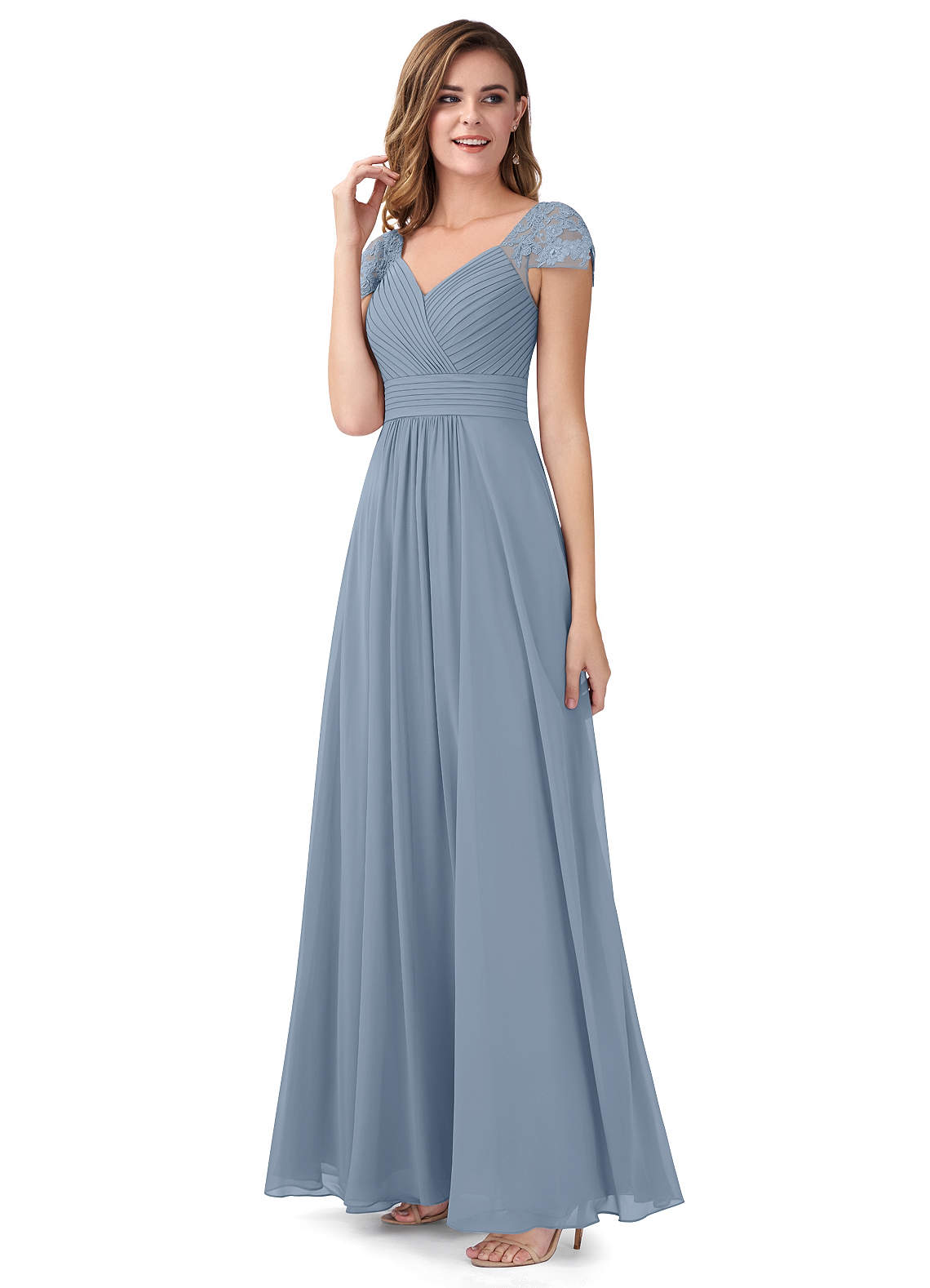 Dusty Blue Azazie Adelyn Bridesmaid Dresses | Azazie