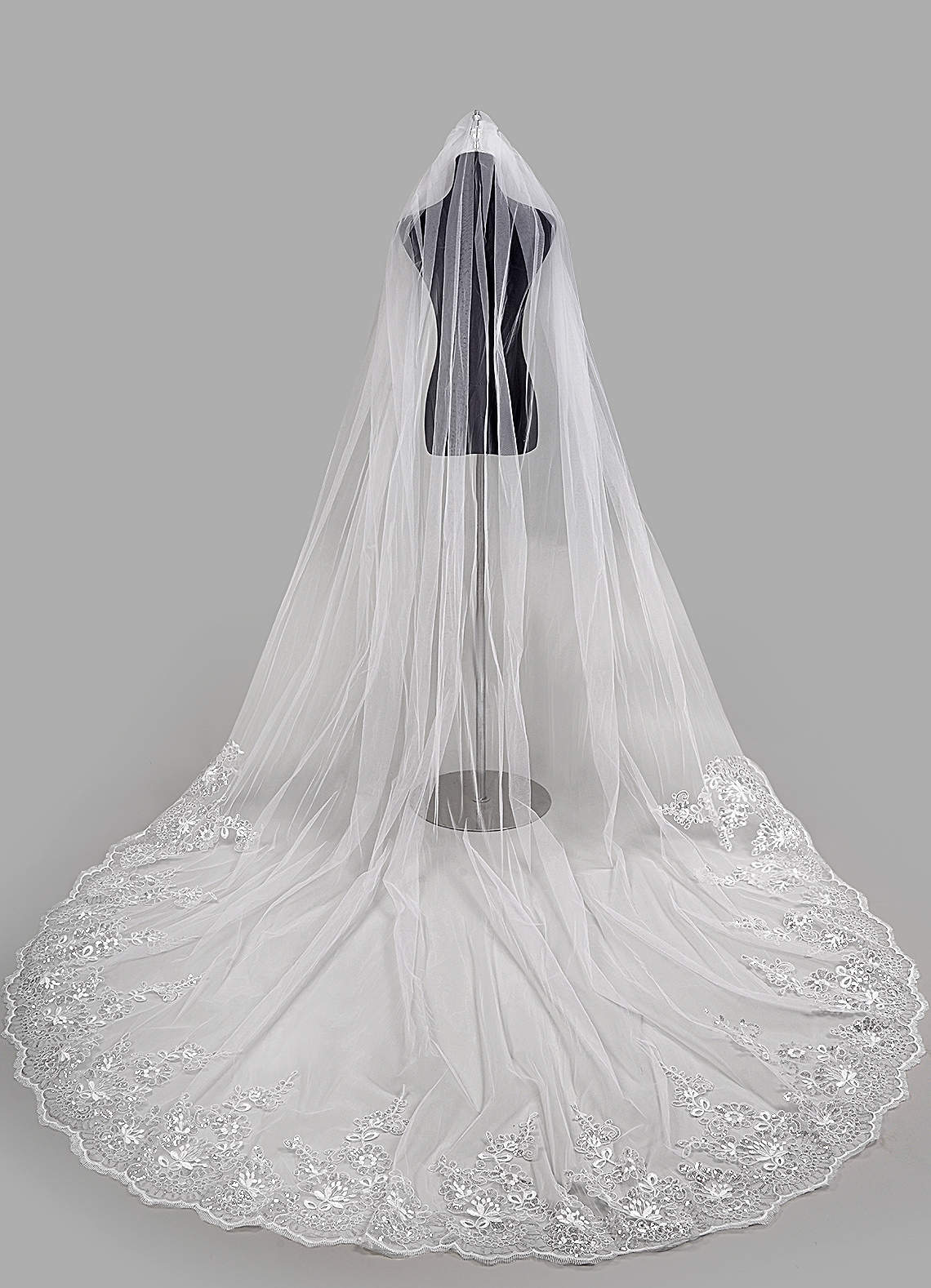 front Meave Sequin Lace Cathedral Veil