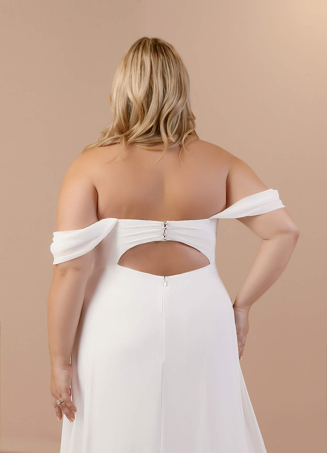 Azazie Ava Wedding Dresses Diamond White A-Line Off the Shoulder Stretch Chiffon Dress image11