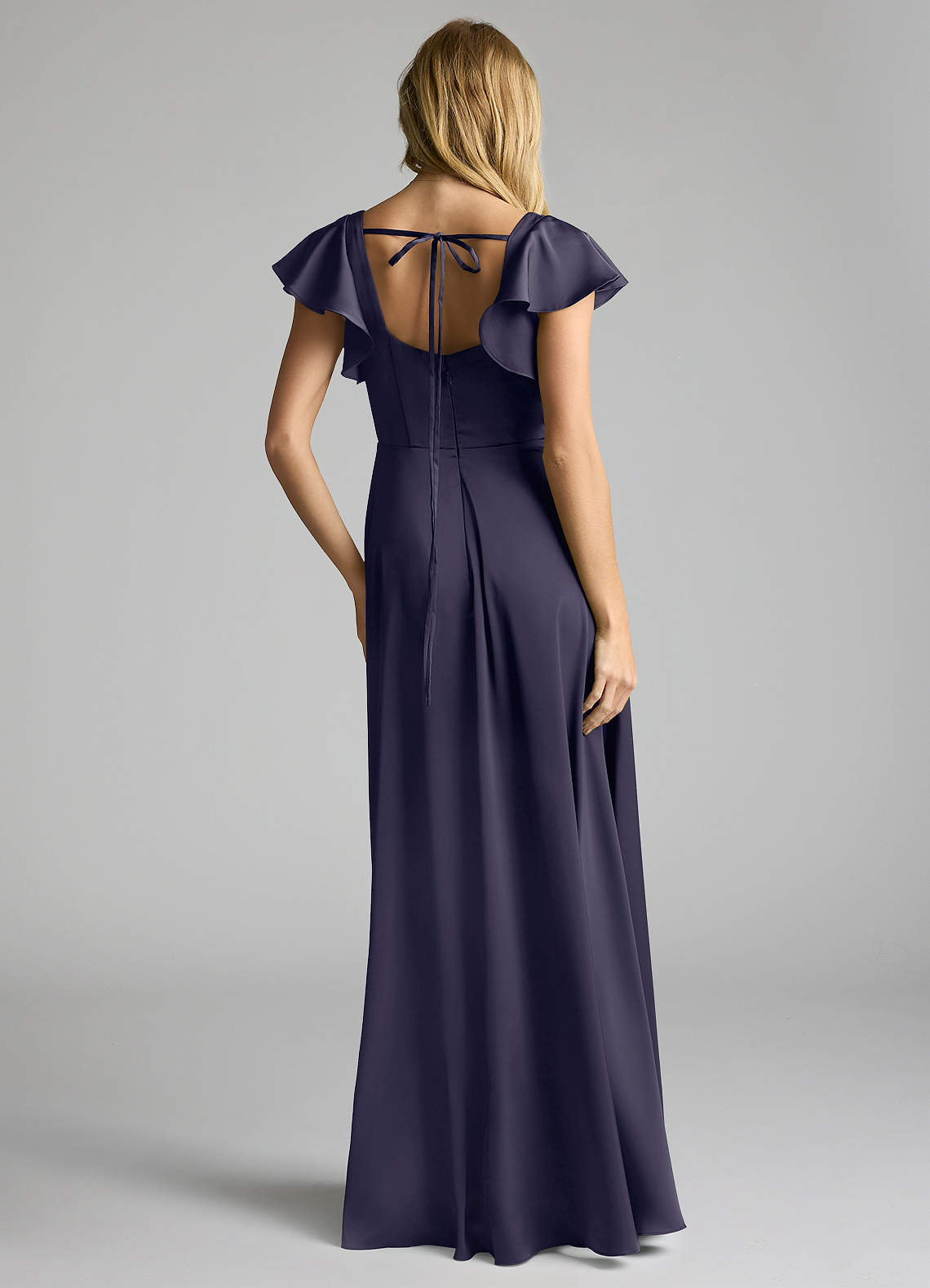 Azazie Bondi Bridesmaid Dresses Stormy A-Line Bow Stretch Satin Dress image6