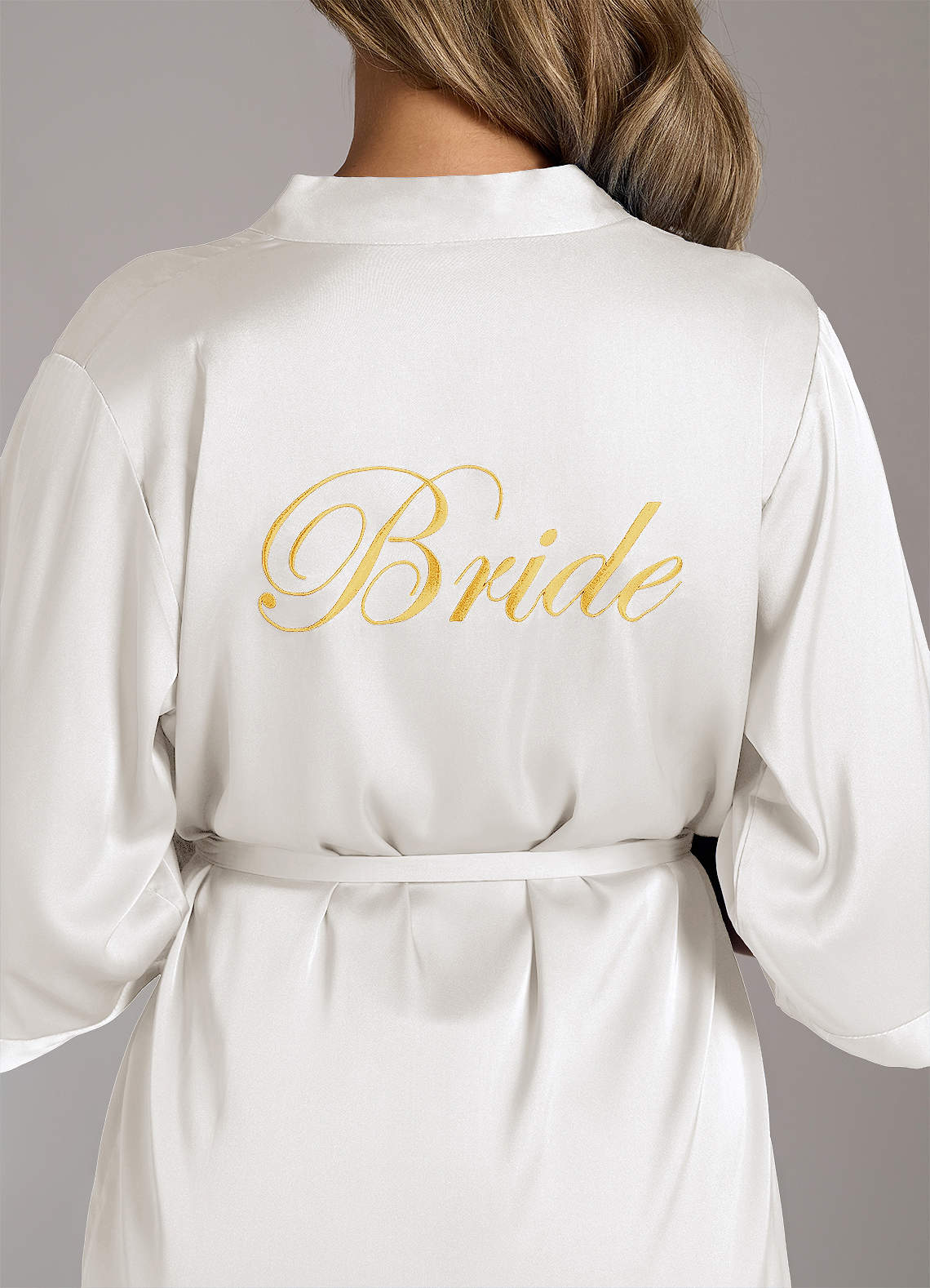 front Robe de cetim bordado para noiva