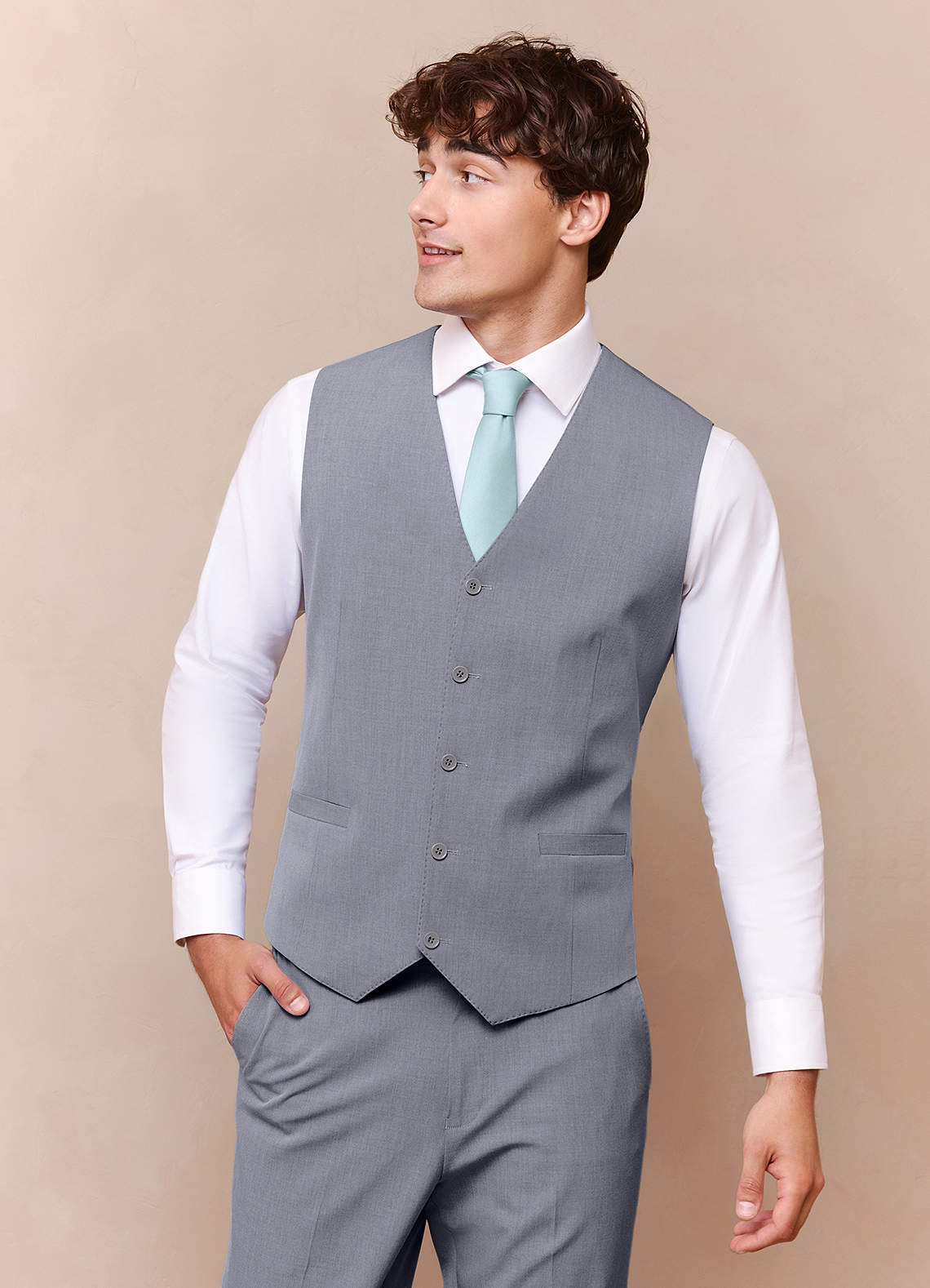 front Savile Grey Wool Blend Suit Vest