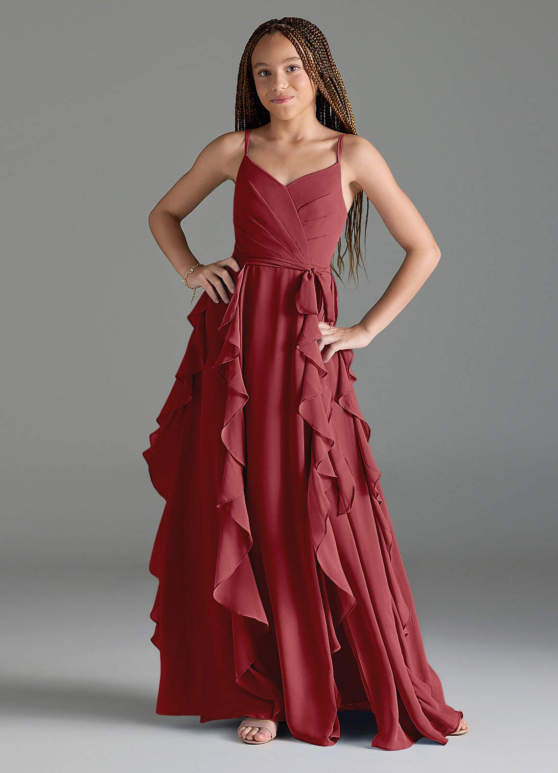 Azazie Peyton Junior Bridesmaid Dress in Pomegranate | Azazie Azazie Peyton Junior Bridesmaid Dress in Pomegranate | Azazie