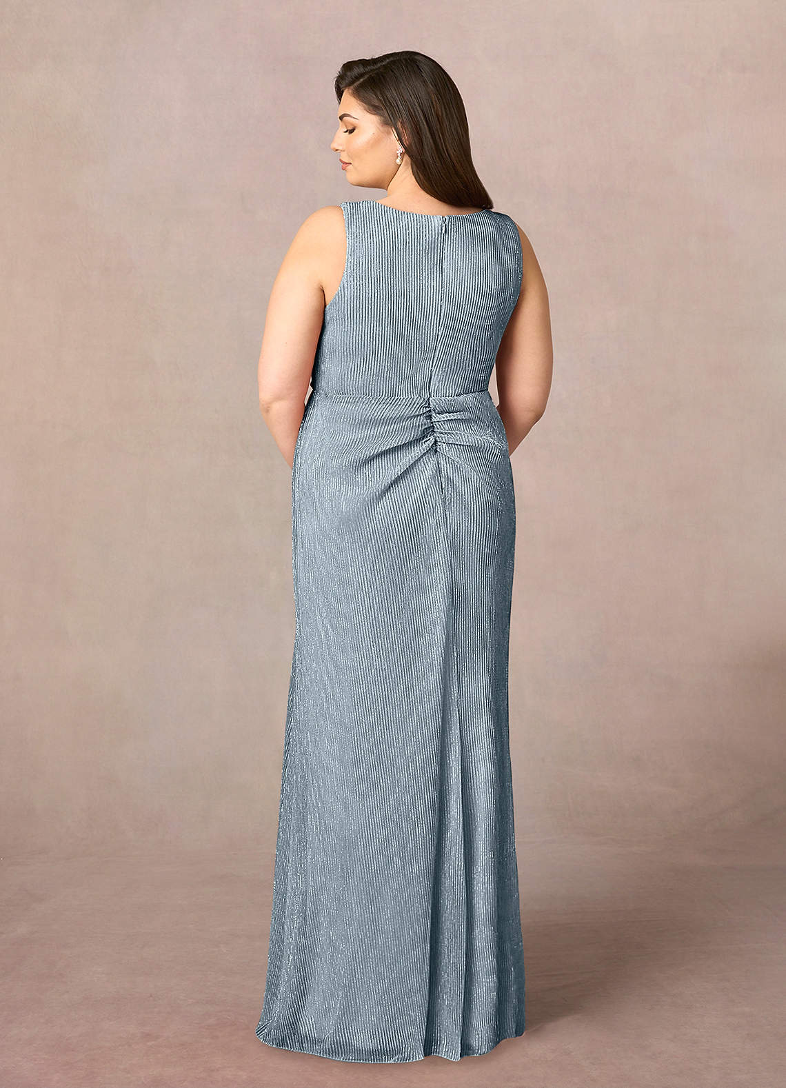 Azazie Tuscon Abiti per la Madre della Sposa Abito A-Line in Rete Metallica Increspato Blu Polveroso image2