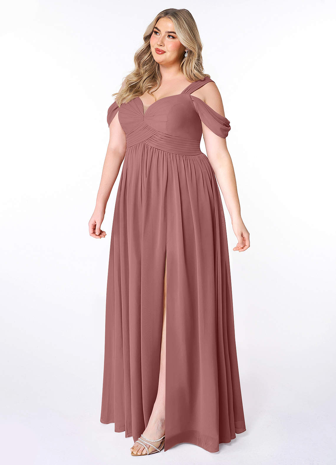 Azazie Lianne Desert Rose Chiffon Bridesmaid Dresses | Azazie