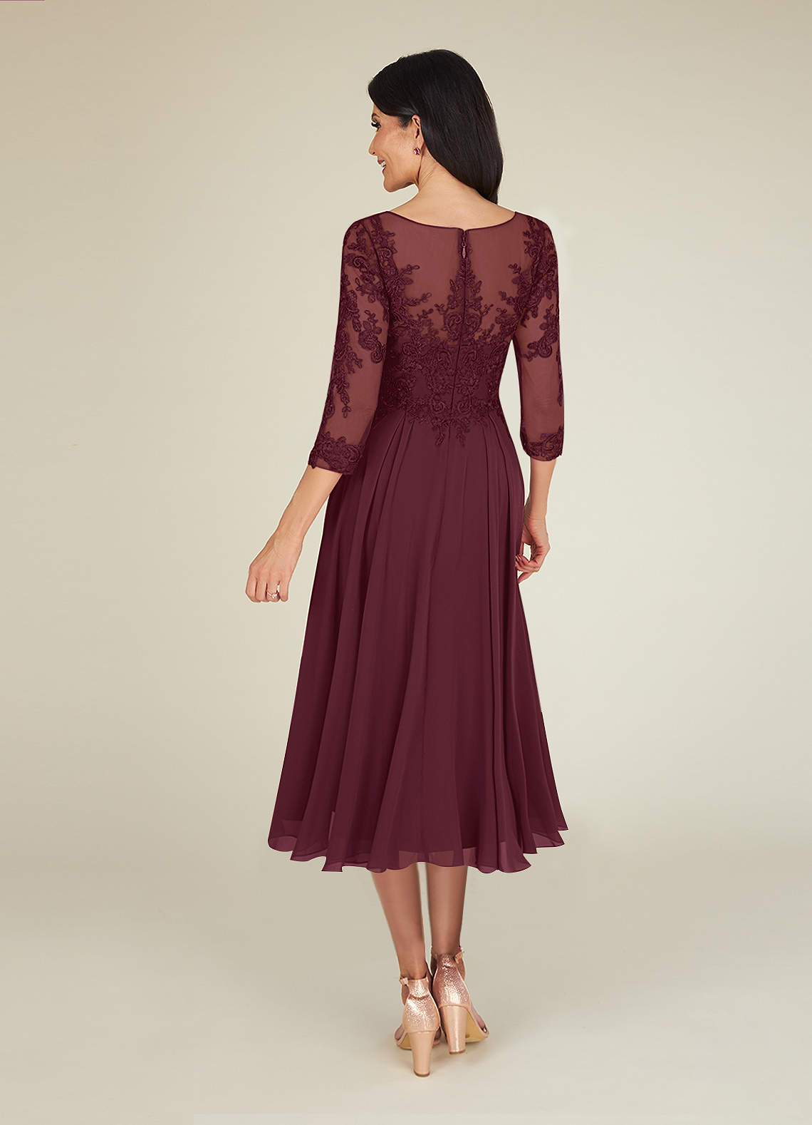 A-Line/Princess 2 Pieces Scoop Mother of the Bride Dresses Ankle-Length Long Sleeves With Lace Jacket main image 0