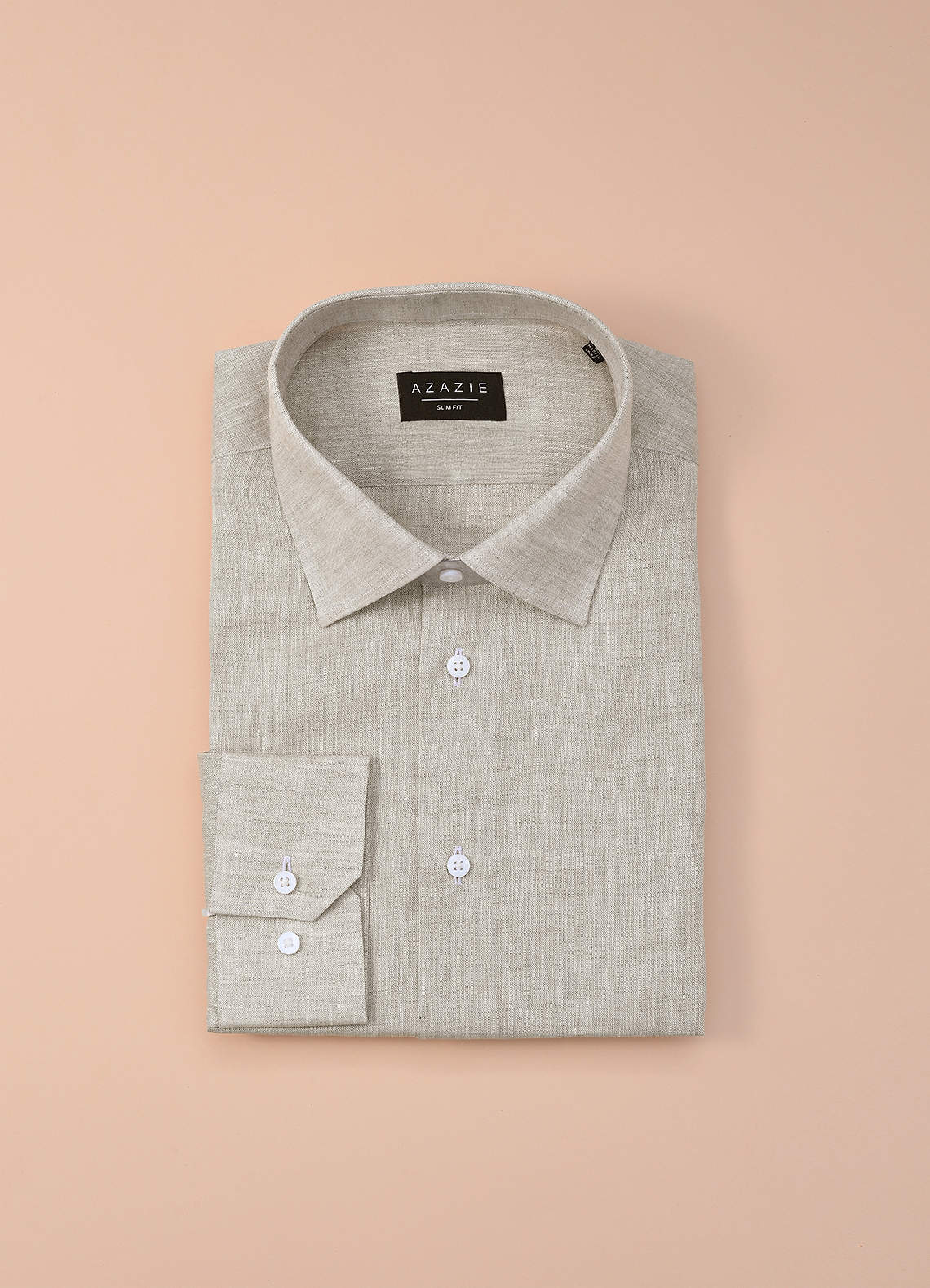 front Elliot Natural Linen 100% Linen Dress Shirt