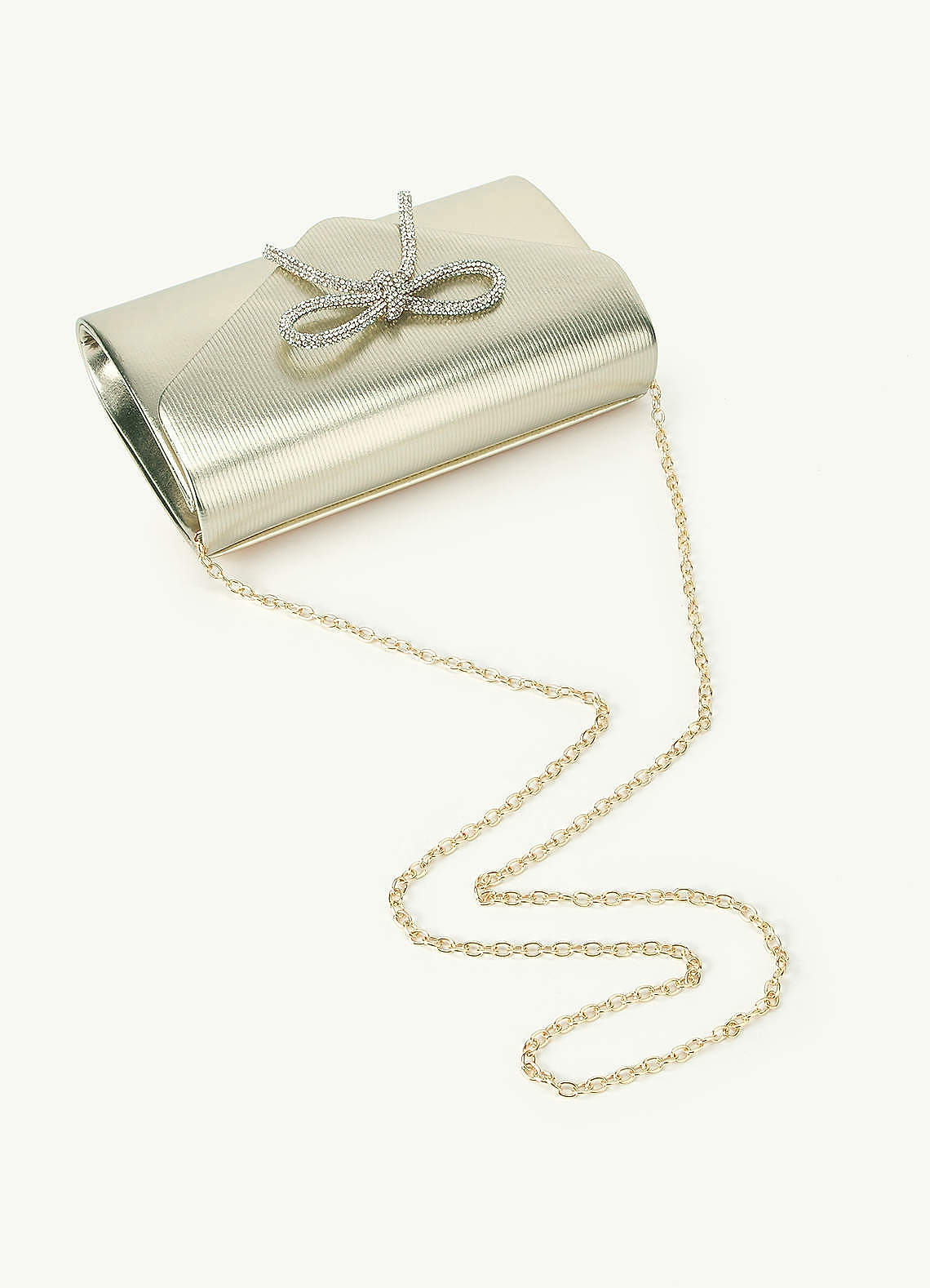 front Pochette en strass à décor de nœud