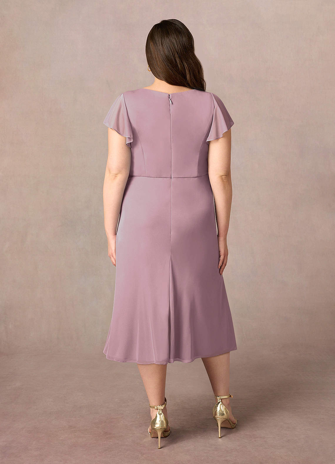 Azazie Vera Mother of the Bride Dresses Dusty Rose A-Line V-Neck Pleated Mesh Dress image8