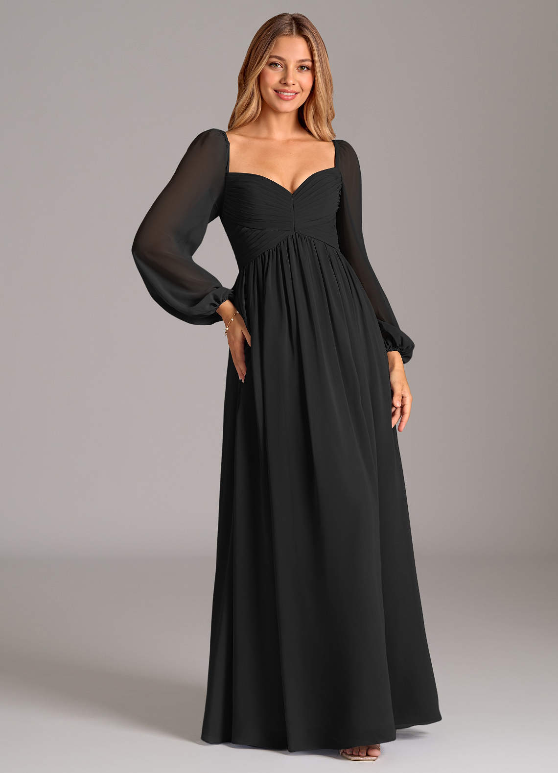 pull on black dress pants for women Plus Size Black Long Sleeve Sequin 3D Roses Trumpet Prom Dress main image 0