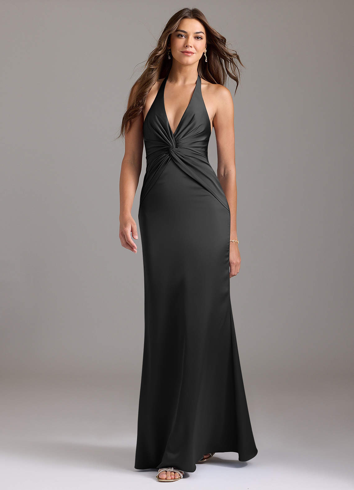 Azazie Valerie Klänningar att prova hemma Klä av Sjöjungfru i Stretch Satin Plisserad Svart image2