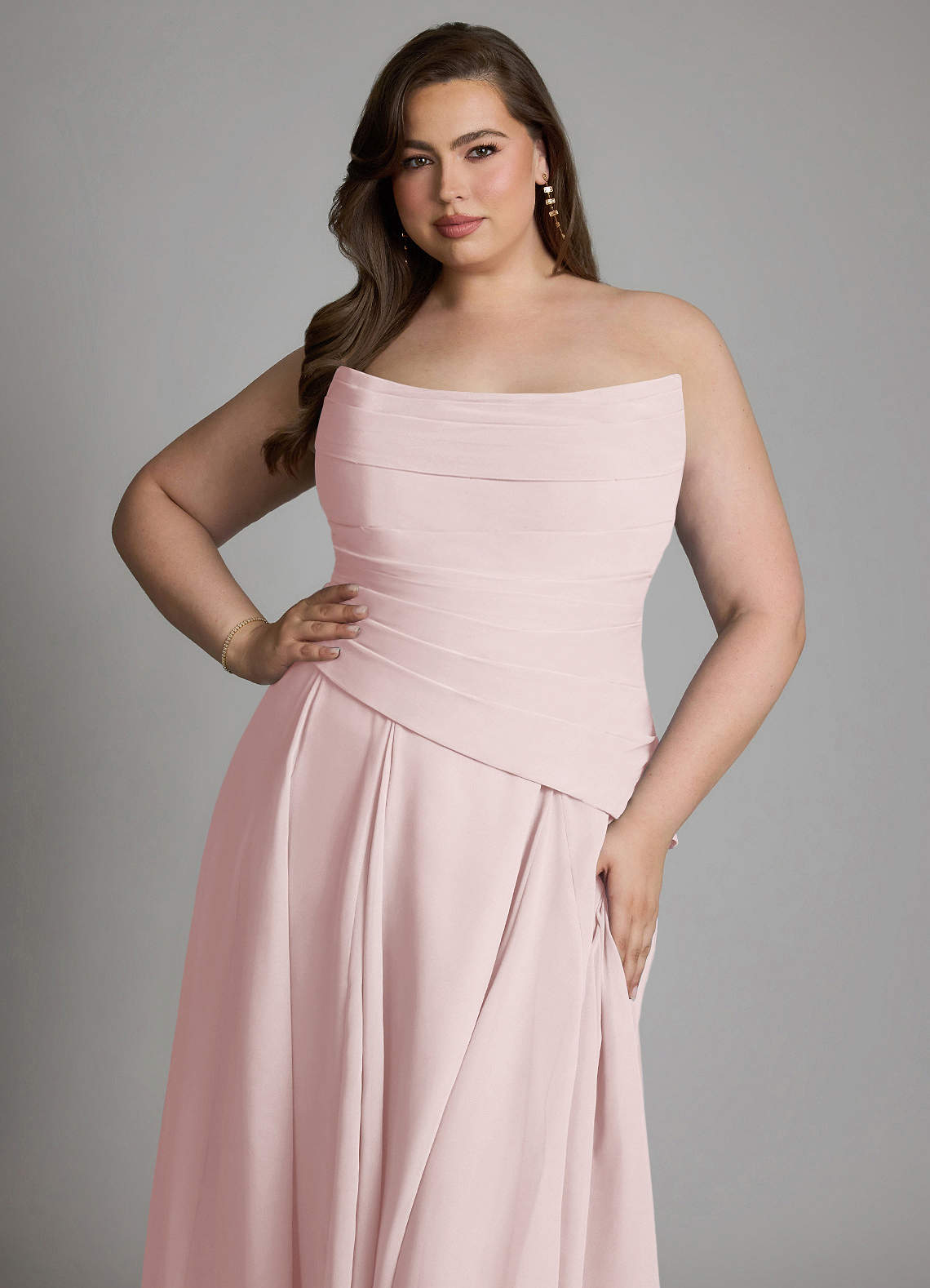 Azazie Gabriela Bridesmaid Dresses Blushing Pink A-Line Corset Chiffon Dress image23