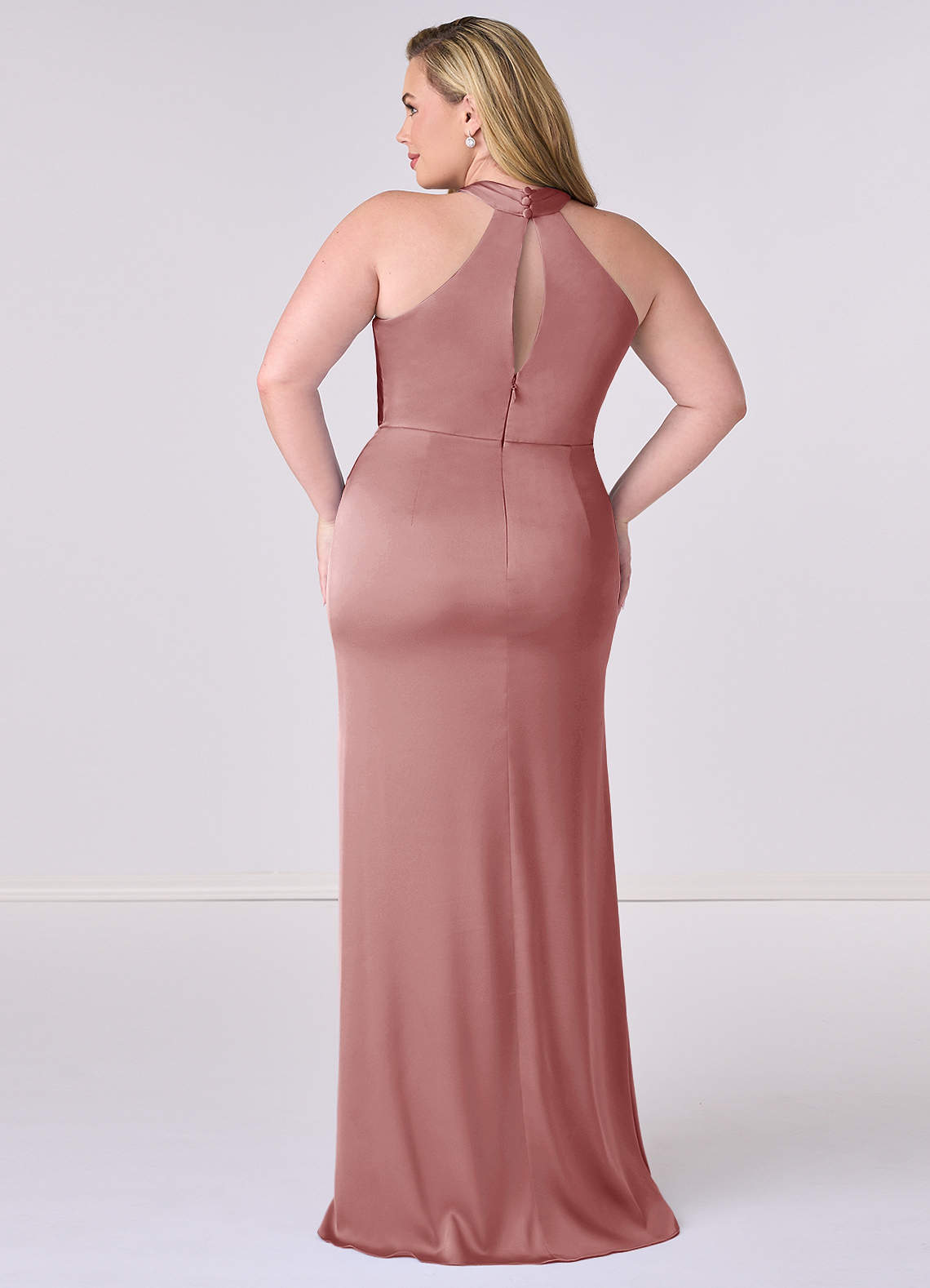 Barbie ♥ Azazie Bridesmaid Dresses Dusty Rose Sheath Stretch Satin Dress image7