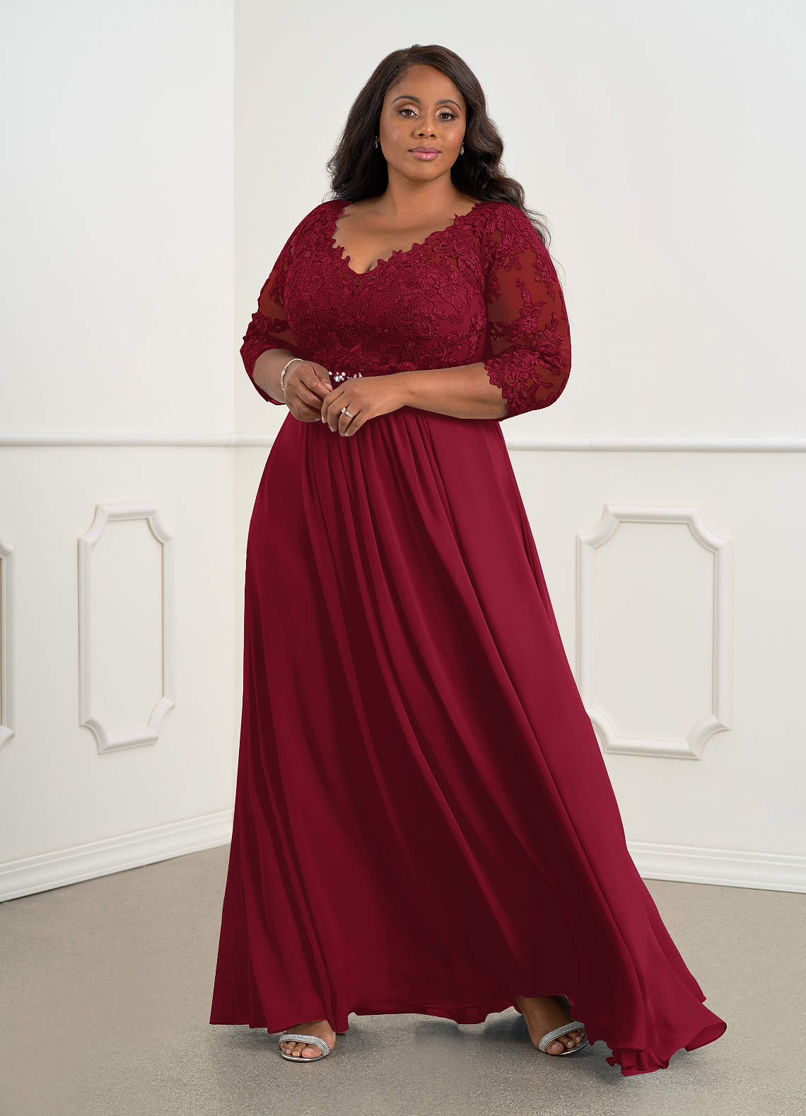 Azazie Jasmine outlet Burgundy Chiffon Gown