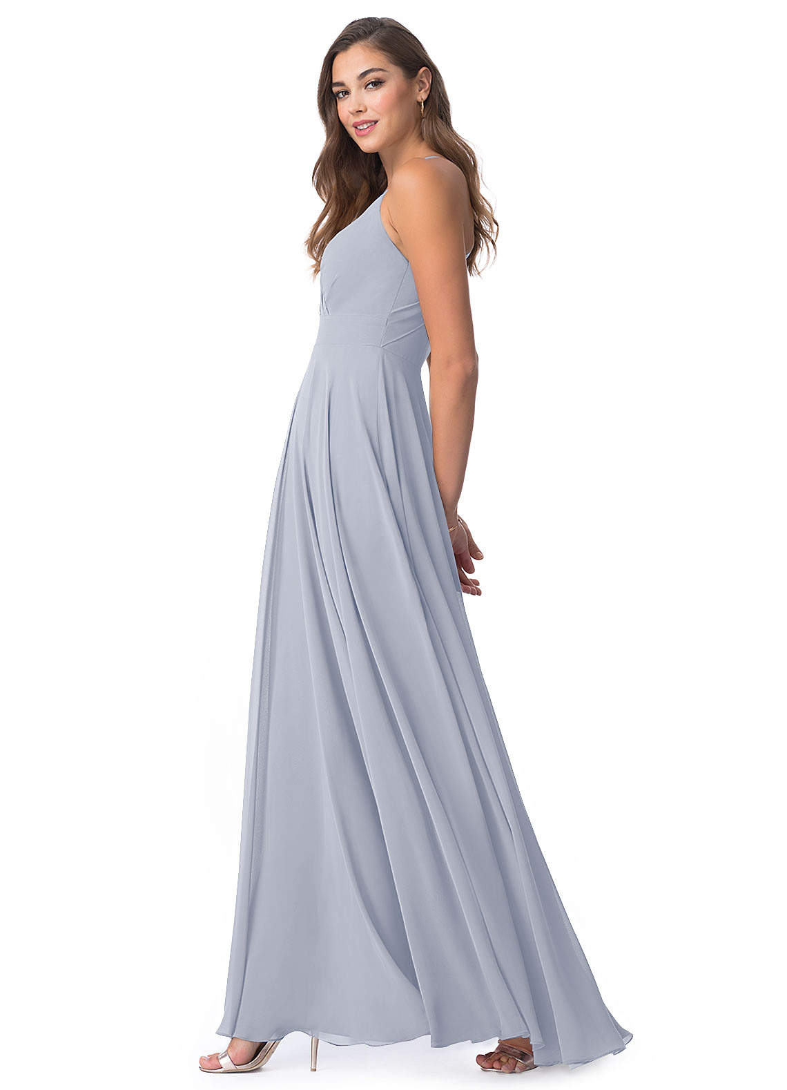Azazie Avelina Bridesmaid Dresses A-Line V-Neck Pleated Chiffon Floor-Length Dress image1