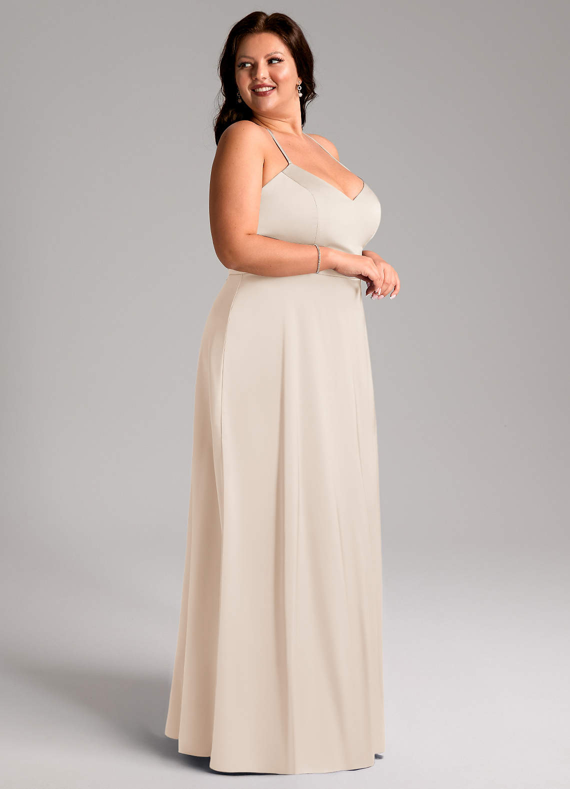 Azazie Mei White Alabaster Stretch Satin Bridesmaid Dresses | Azazie