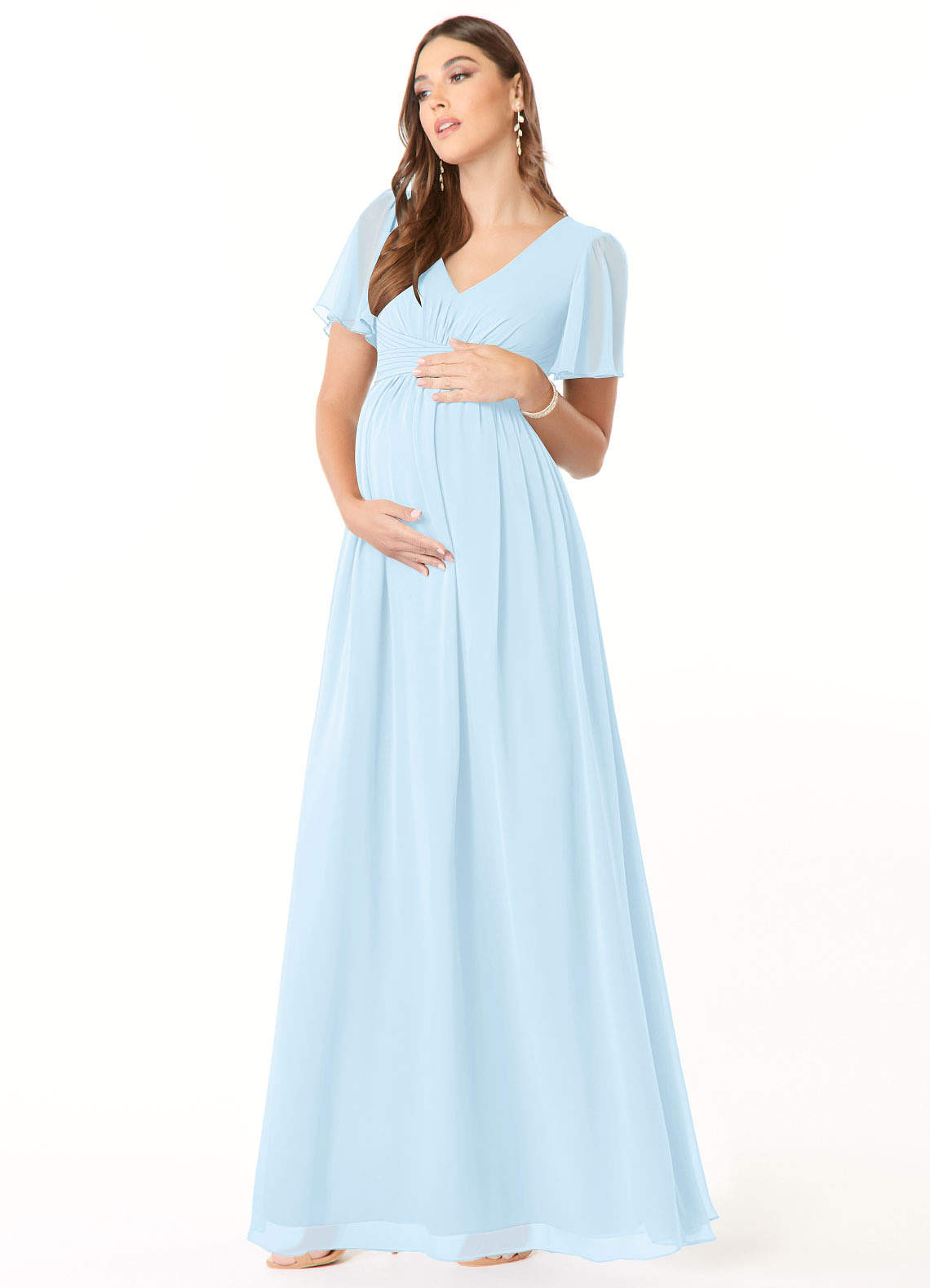 Azazie Verna Sky Blue Maternity Bridesmaid Dresses Azazie