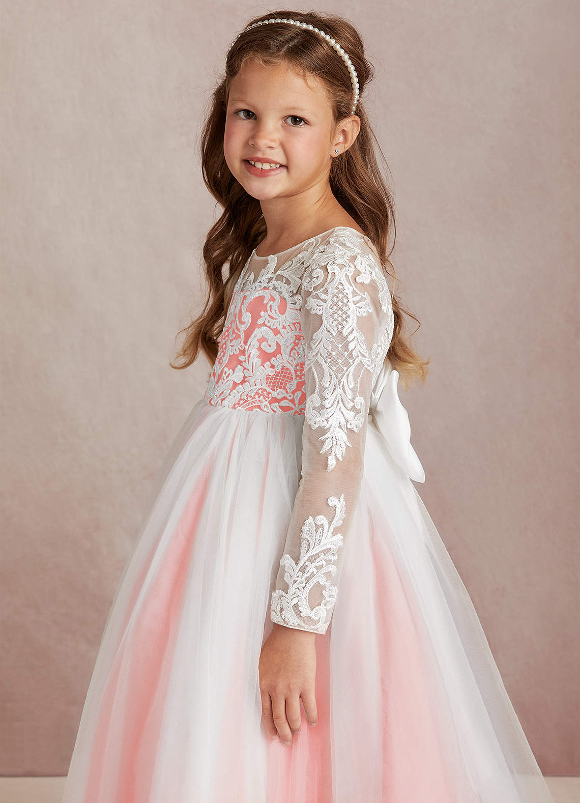 Ivory and coral flower girl dresses deals