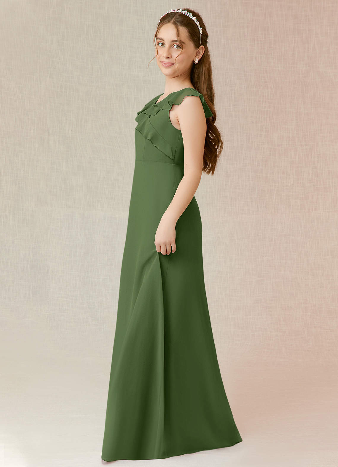 Olive green junior outlet bridesmaid dress