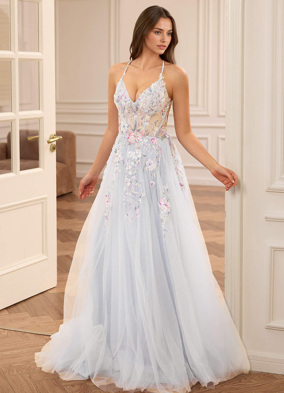 white prom dress halter Hellymoon Women Sparkly White Two Piece Long Prom Dress with Rhinestones A-Line Halter Backless Pageant Dress with Slit