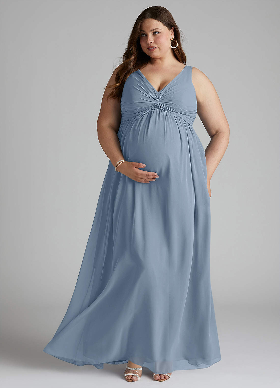 Azazie Yetta Dusty Blue Maternity Bridesmaid Dresses Azazie