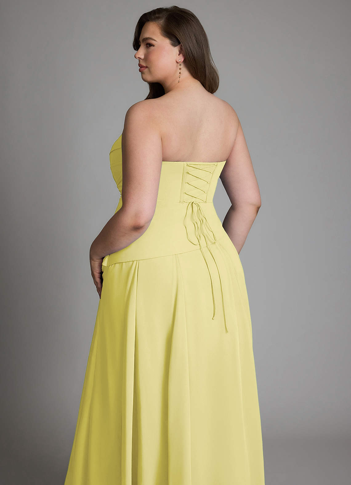 Azazie Gabriela Bridesmaid Dresses Lemon Sorbet A-Line Corset Chiffon Dress image24