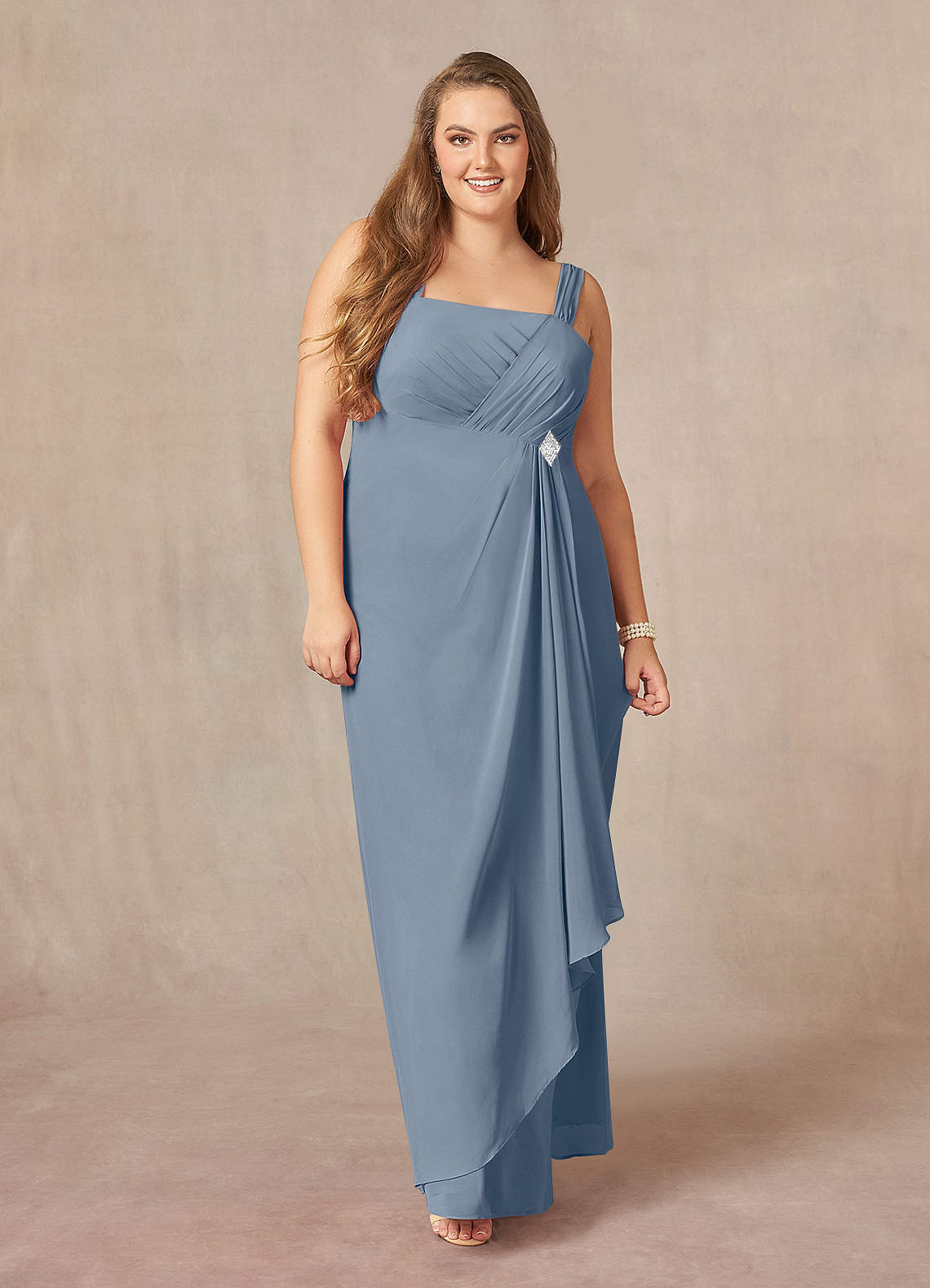 Azazie Weisz Mother of the Bride Dresses Twilight A-Line Square Neckline Pleated Chiffon Dress image9
