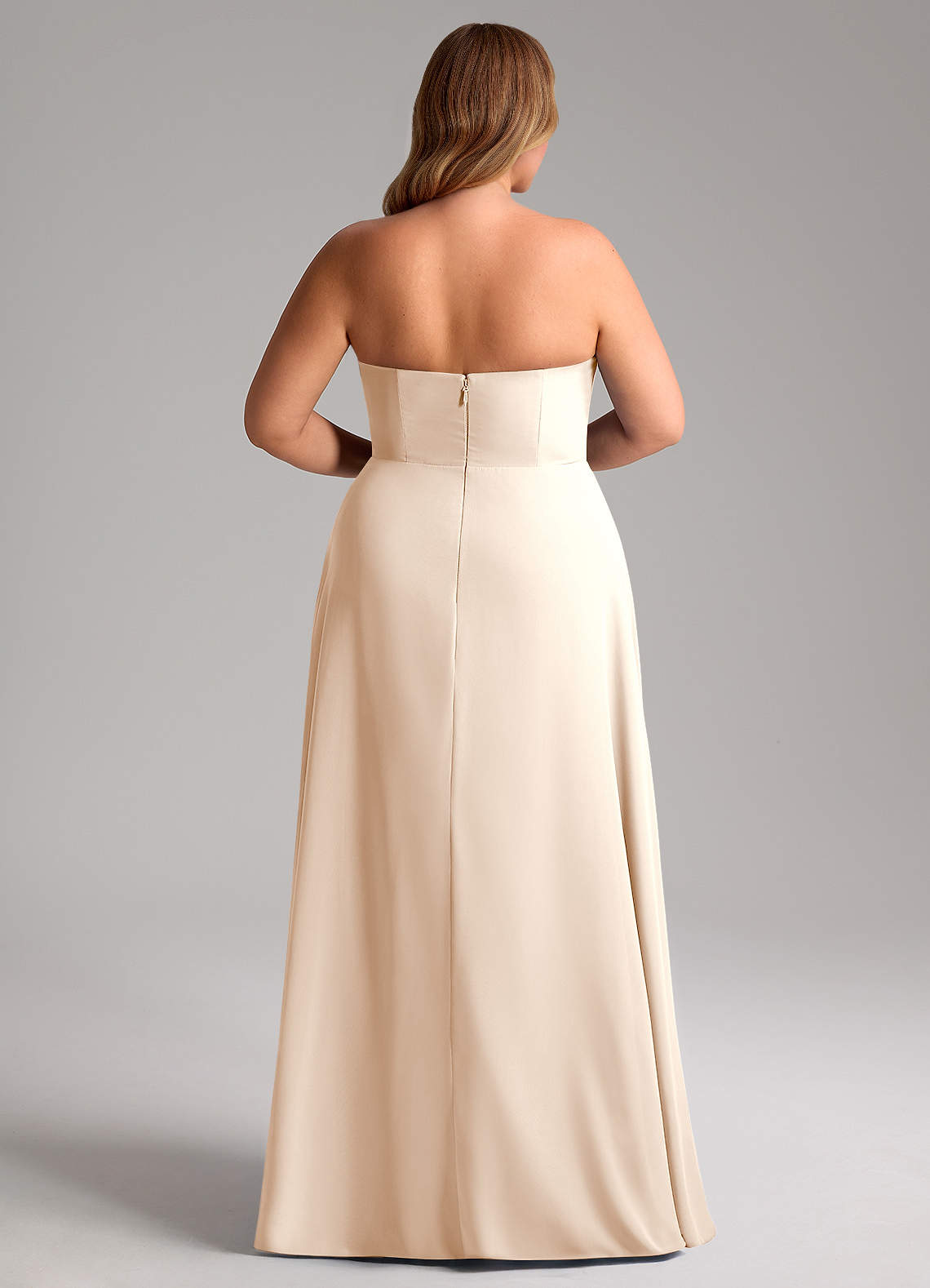 Azazie Wren Abiti da Damigella Abito Convertibile A-Line in Chiffon Spacco Laterale Alabastro Bianco image14